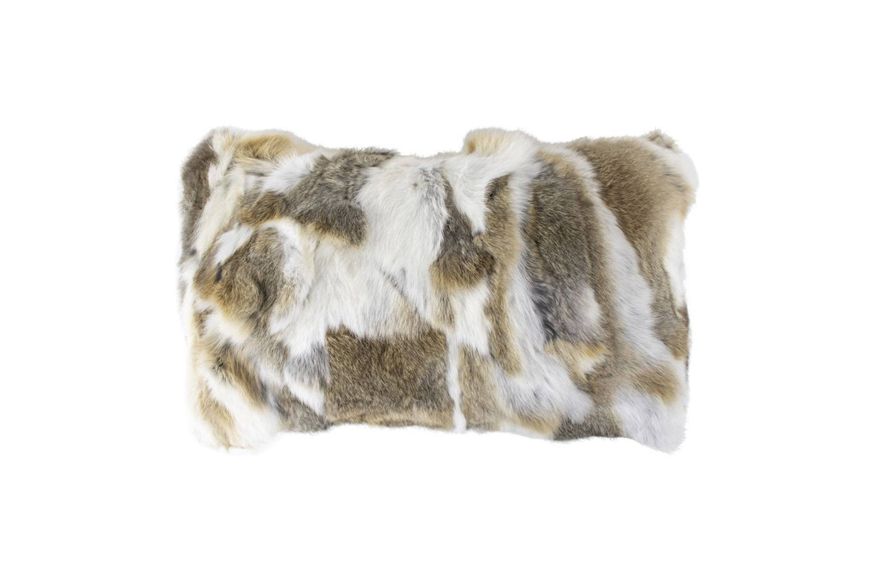 Coussin Lapin 50x30cm - manteau de lapin - brun/blanc