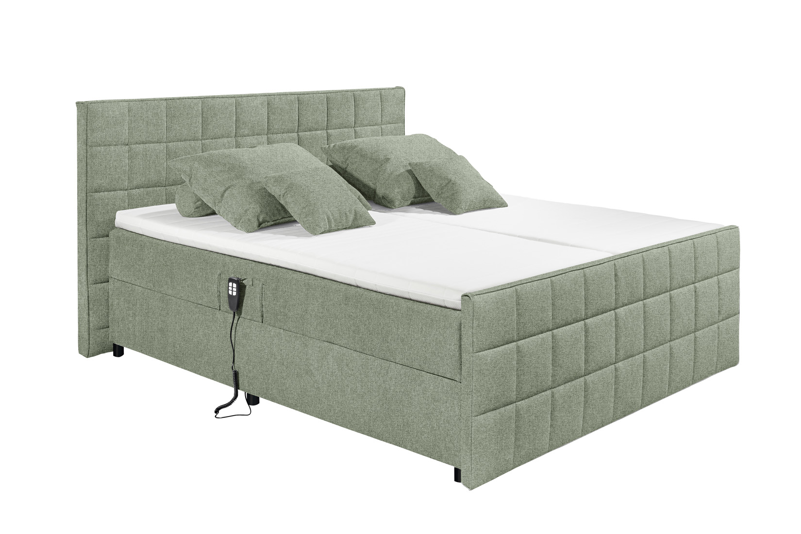 Lit box Gabun 180x200cm - tissu - olive électrique