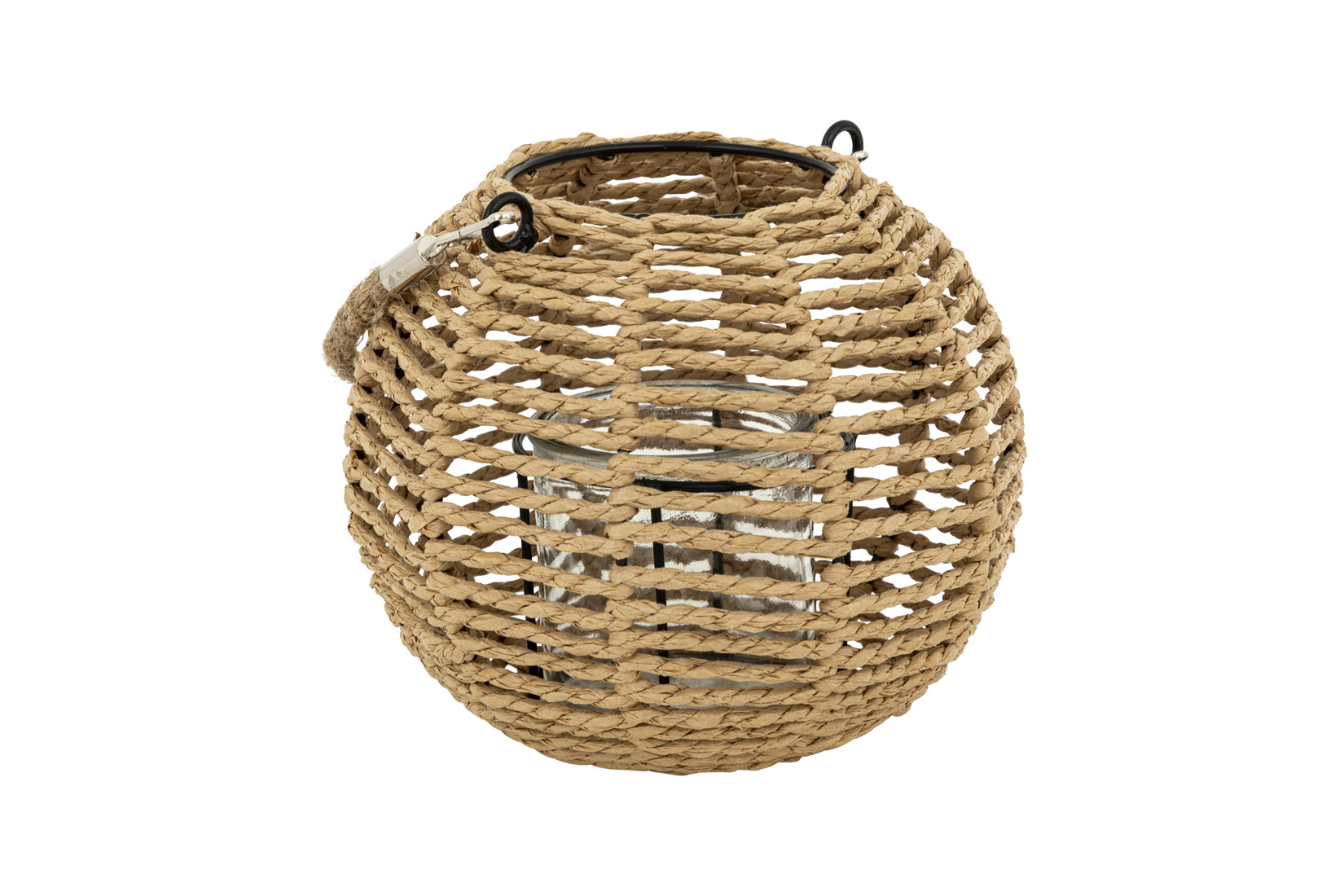 Lantaarn Maty H15cm - papier & glas - bruin