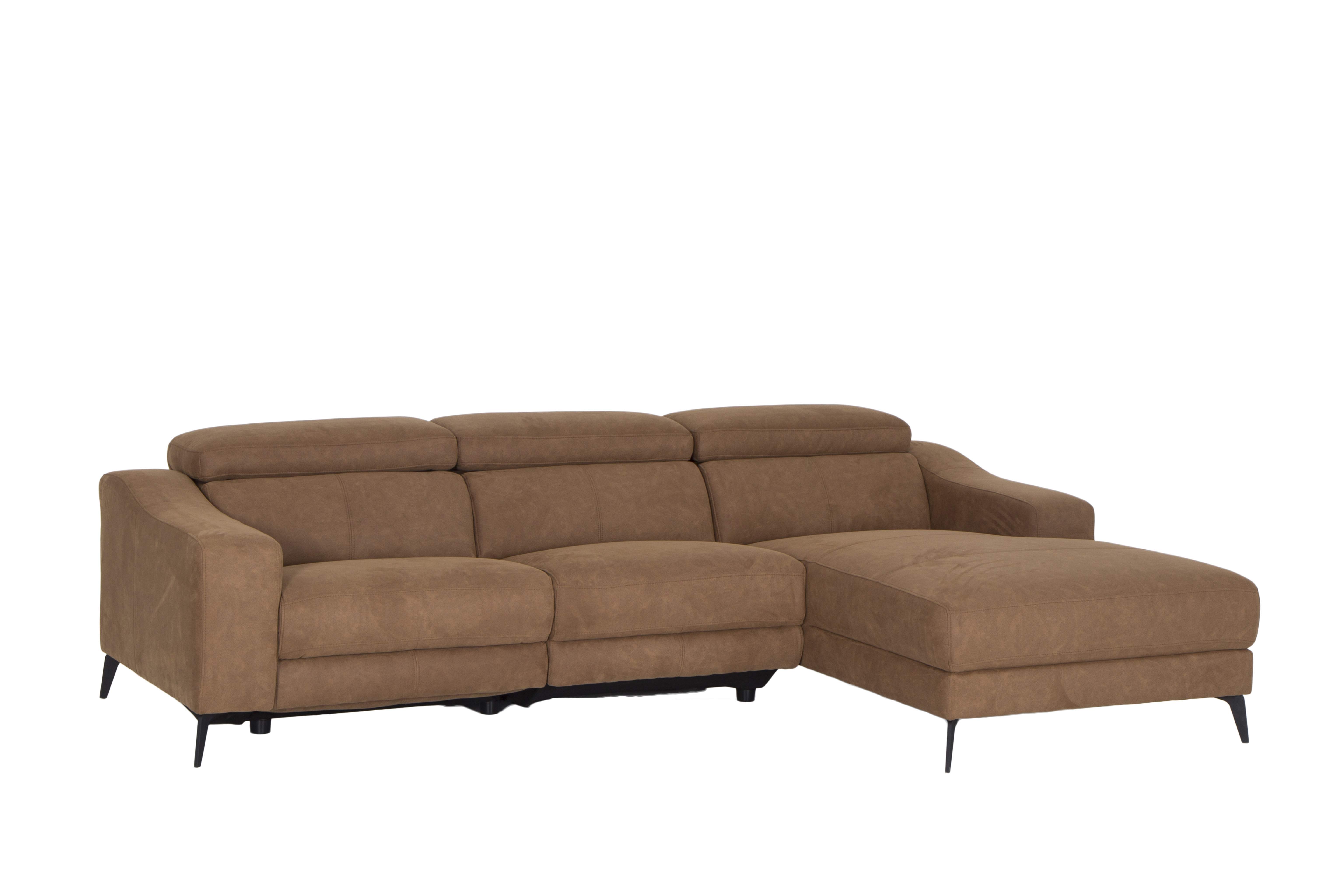 Canapé d'angle Mana 272x174cm - tissu - cognac avec relax