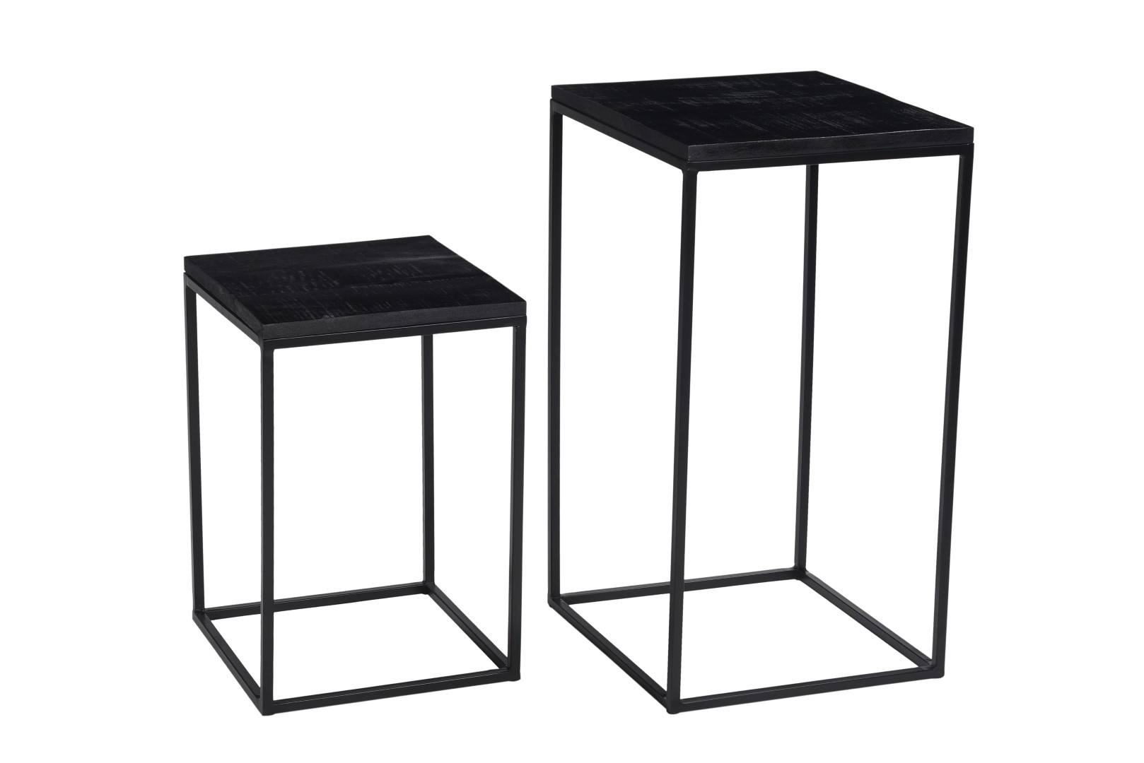 Table d'appoint Maya 35x35cm - manguier massif - noir - lot de 2