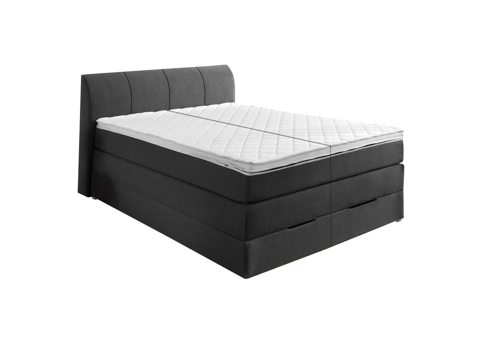 Boxspring BX1440  180x200cm - tissu - anthracite avec rangement