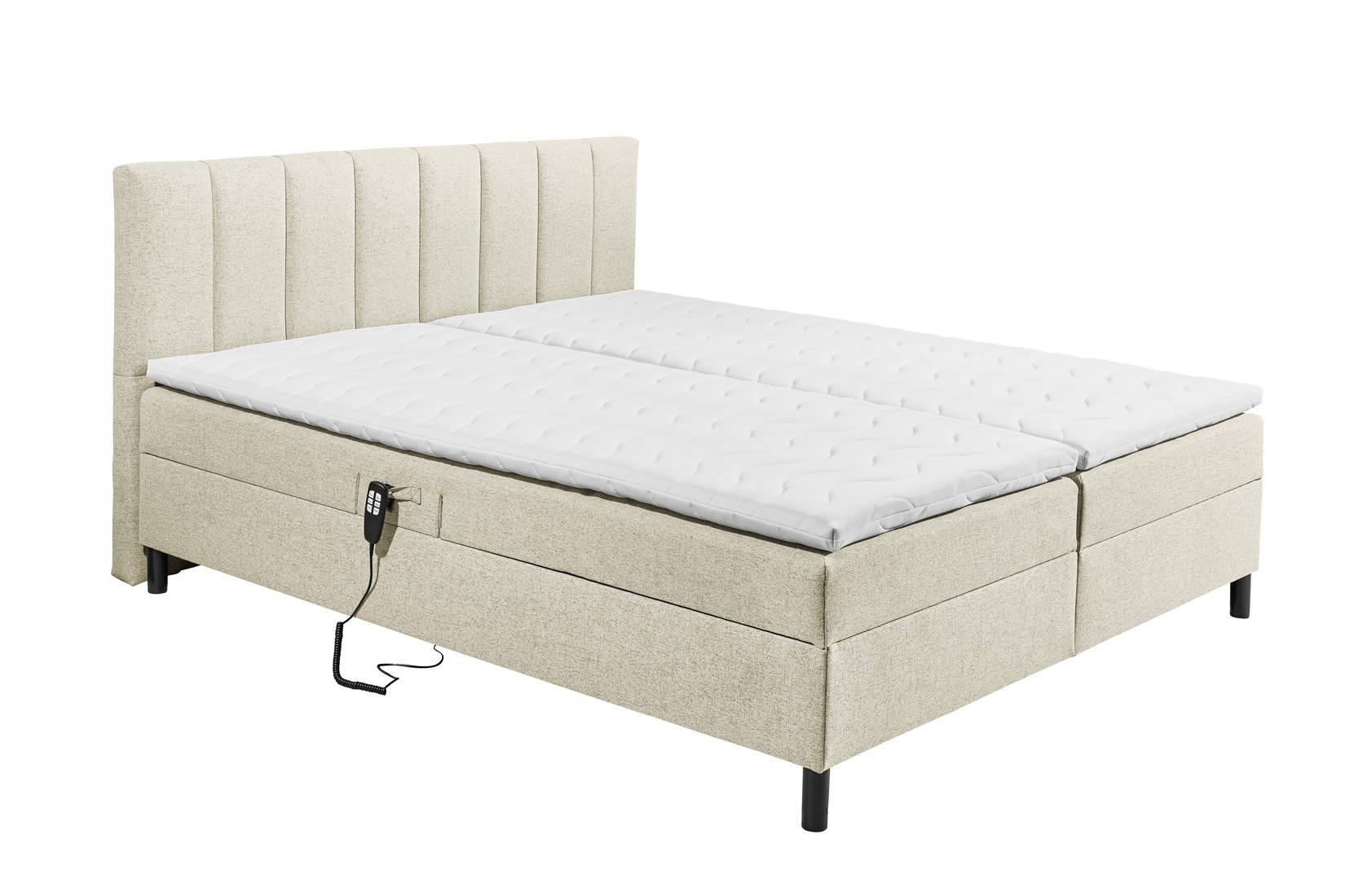 Lit box Miralindo 180x200cm - tissu - nordic linen électrique