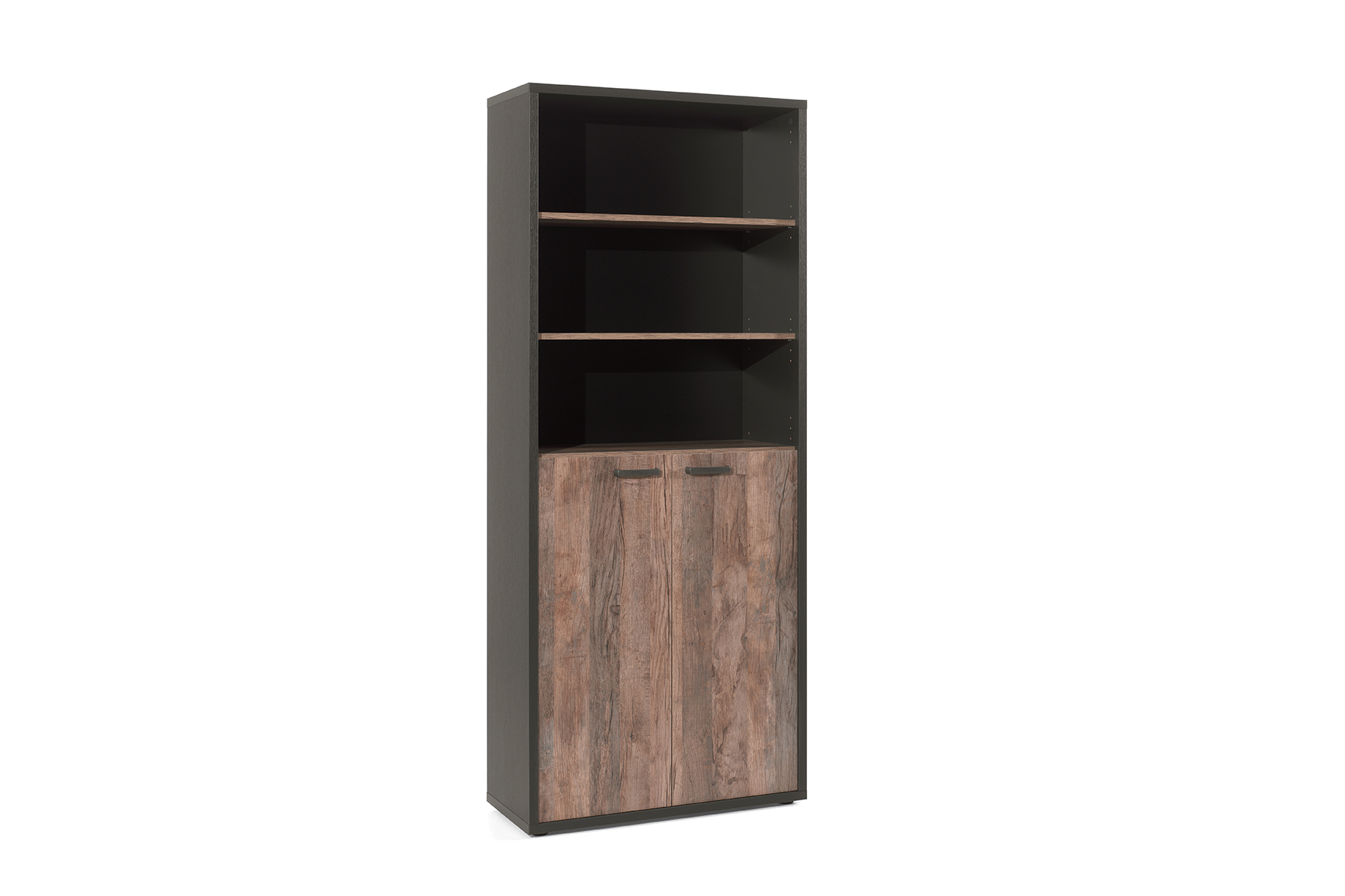 Bibliothèque Pronto 90x40x216cm - mélamine - marron & noir