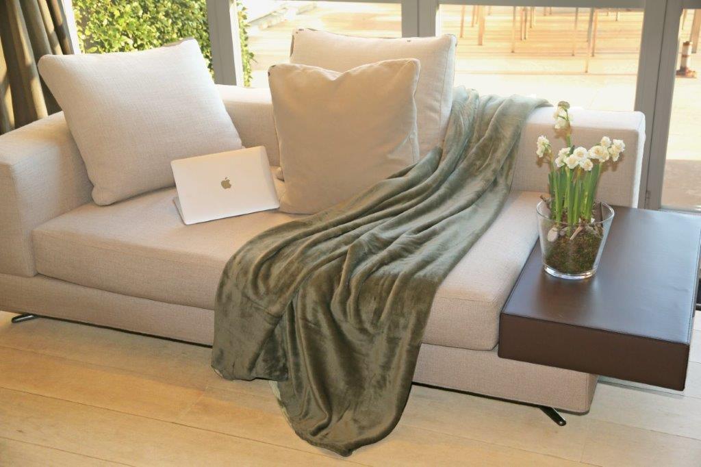 Plaid 220x240cm - microfibre - vert olive