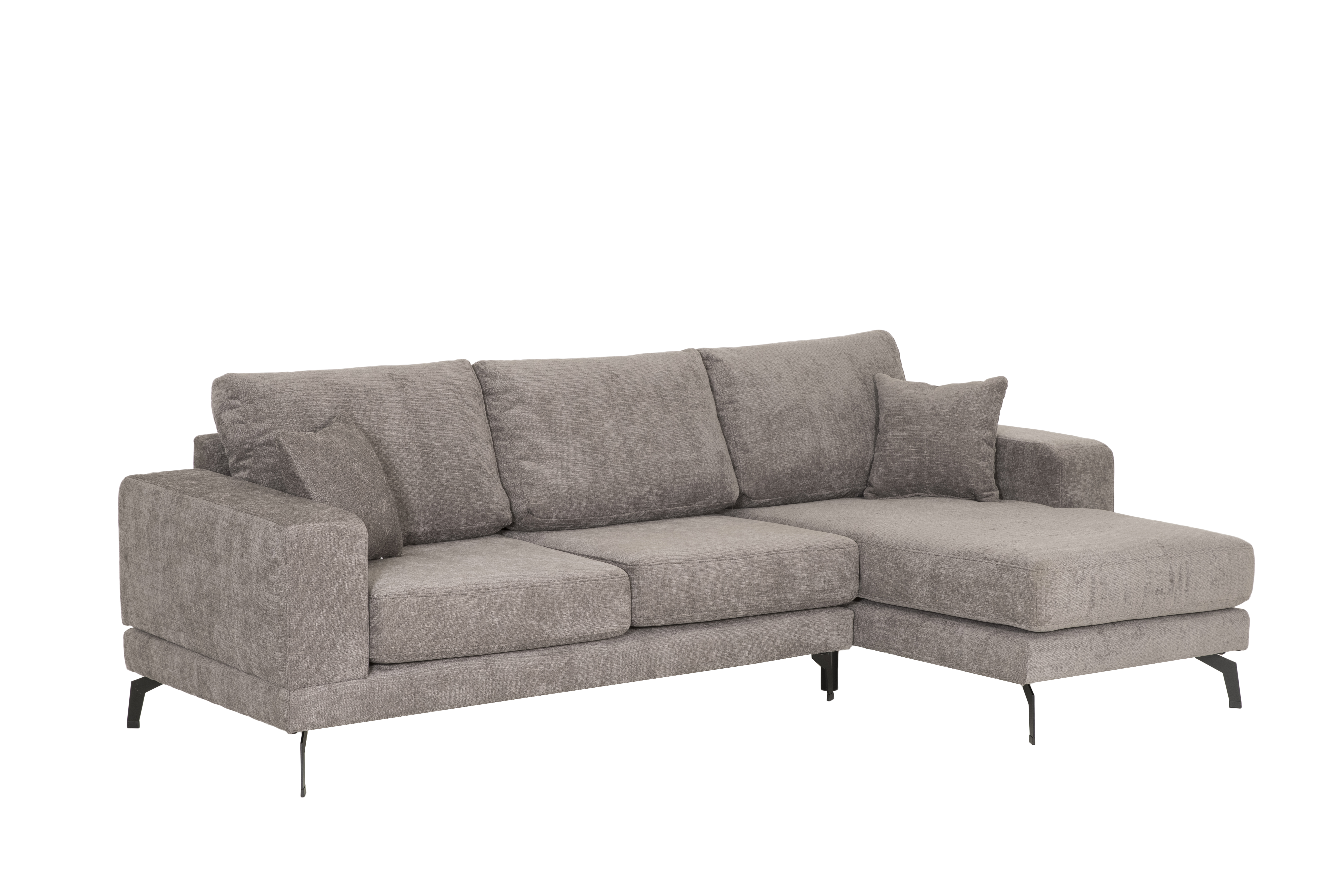 Canapé d'angle Davos 271x158cm - tissu - gris