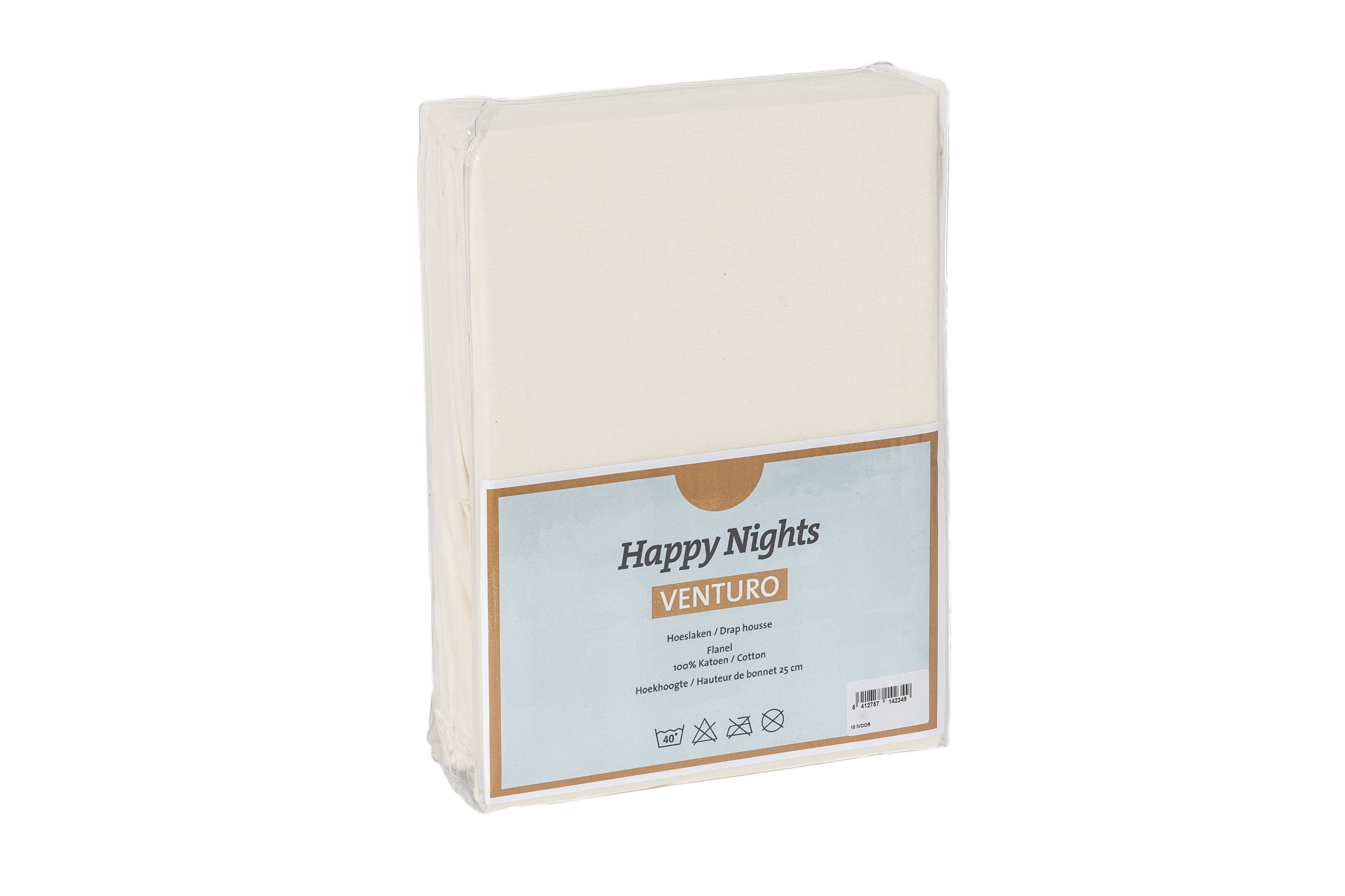 Hoeslaken Venturo 90x200cm - flanel - ivoor
