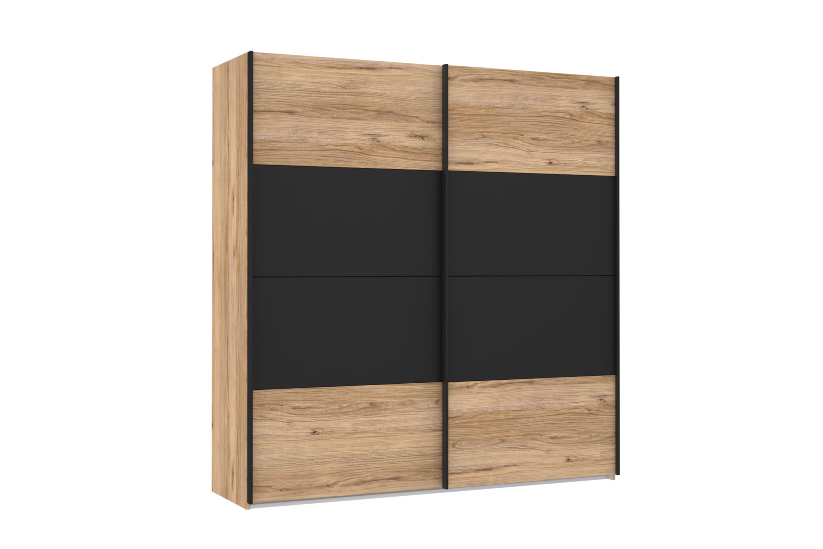 Armoire à portes coulissantes Dalate 200cm - décor - chêne châtaignier/noir mat