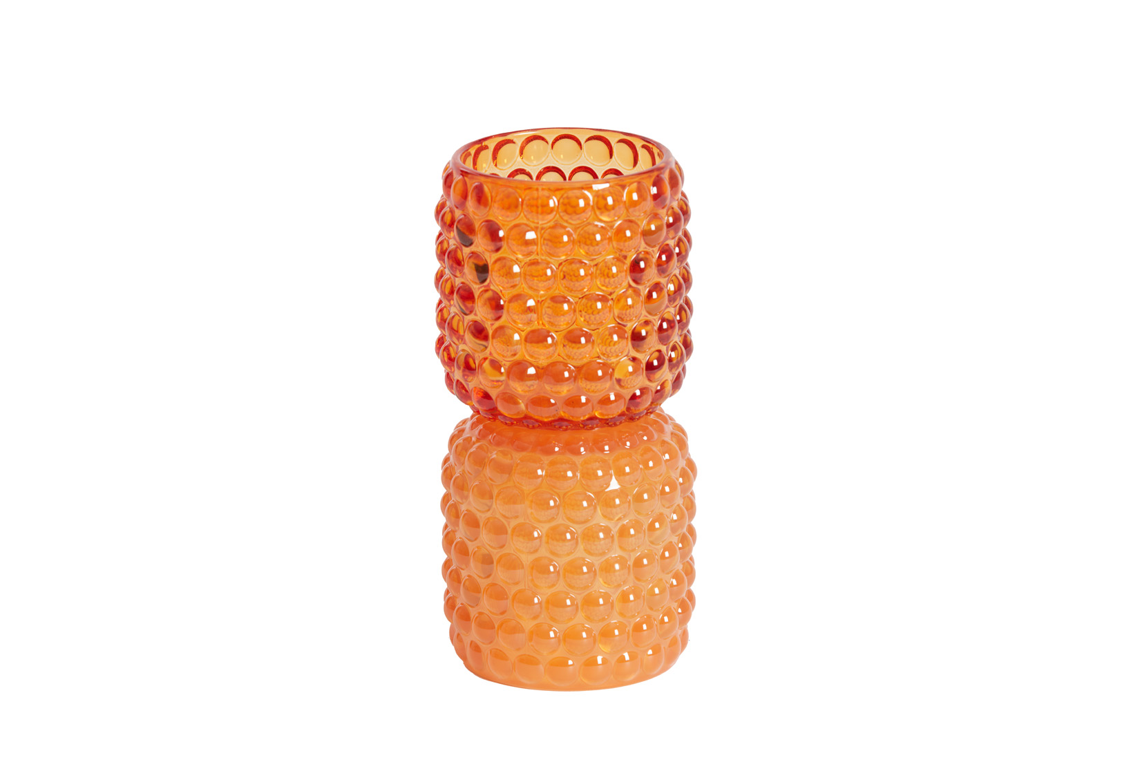 Theelichthouder Bublini H16cm - glas - oranje