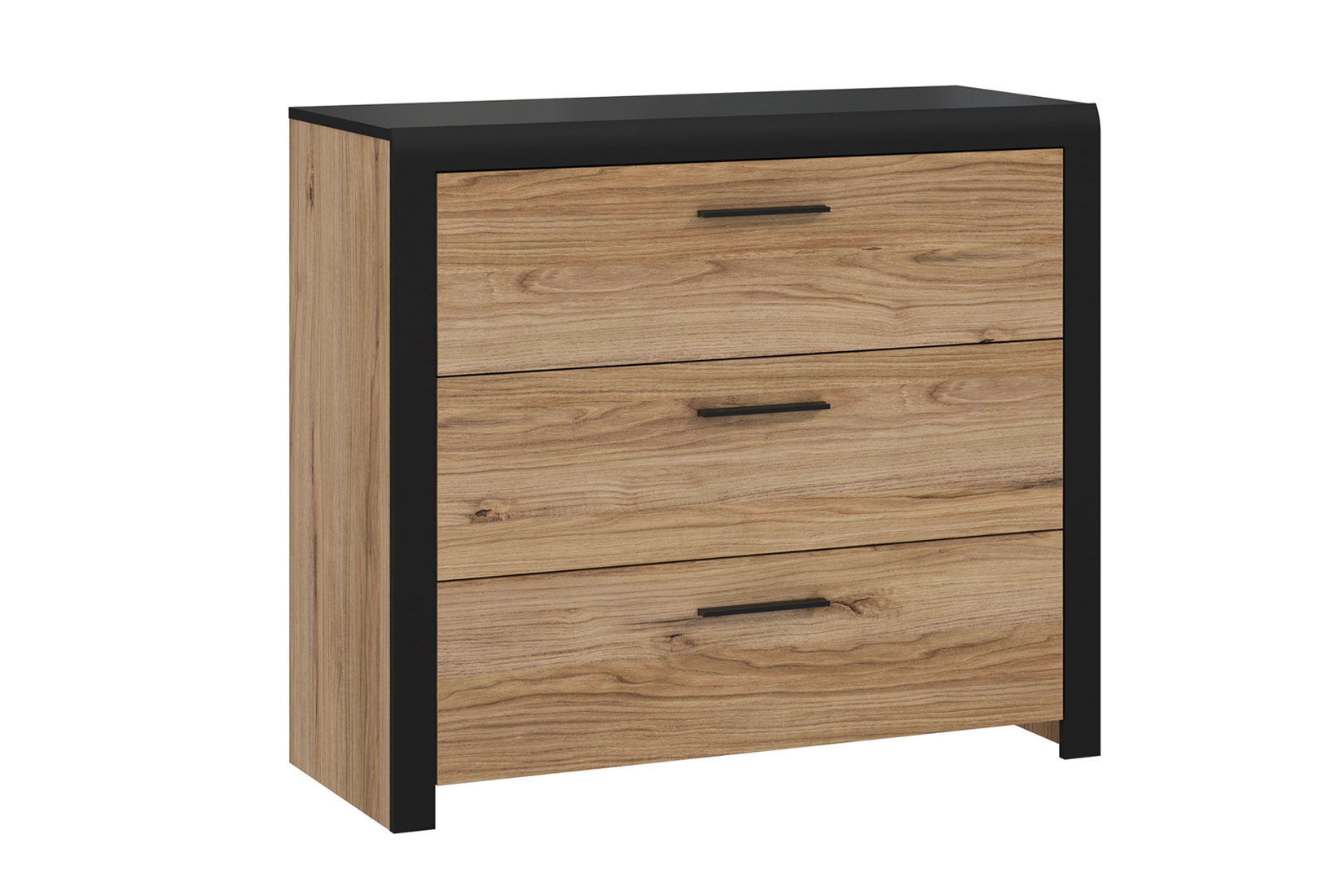 Commode Dalate 101x41x88,2cm - décor - chêne châtaignier/noir mat