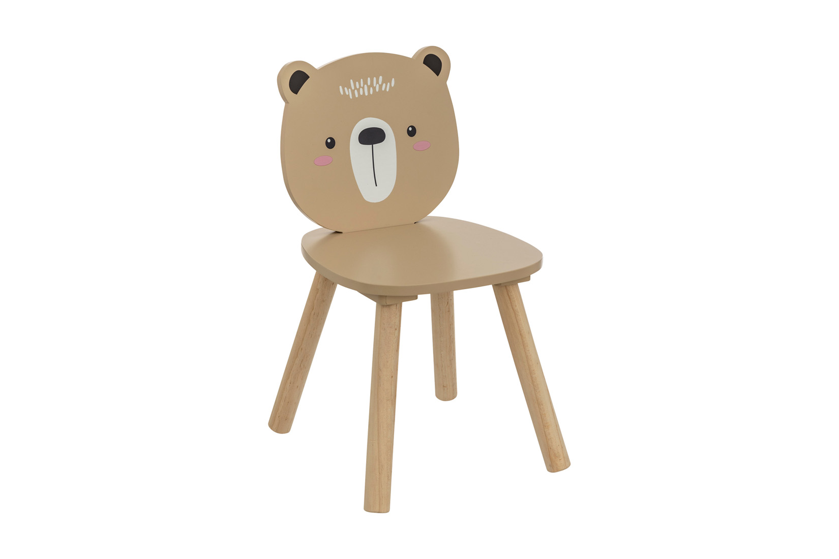 Kinderstoel Beer 27x27x46cm - MDF & den massief - beige