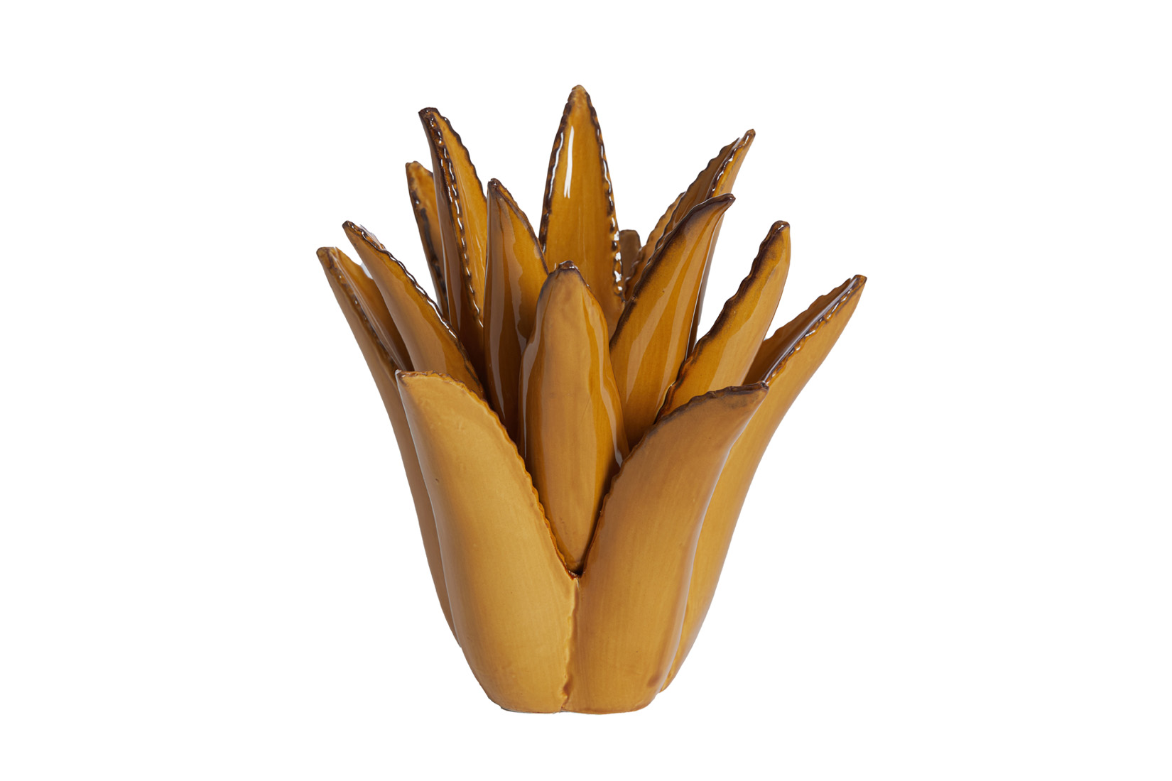 Theelichthouder Cactus H21cm - keramiek - bruin