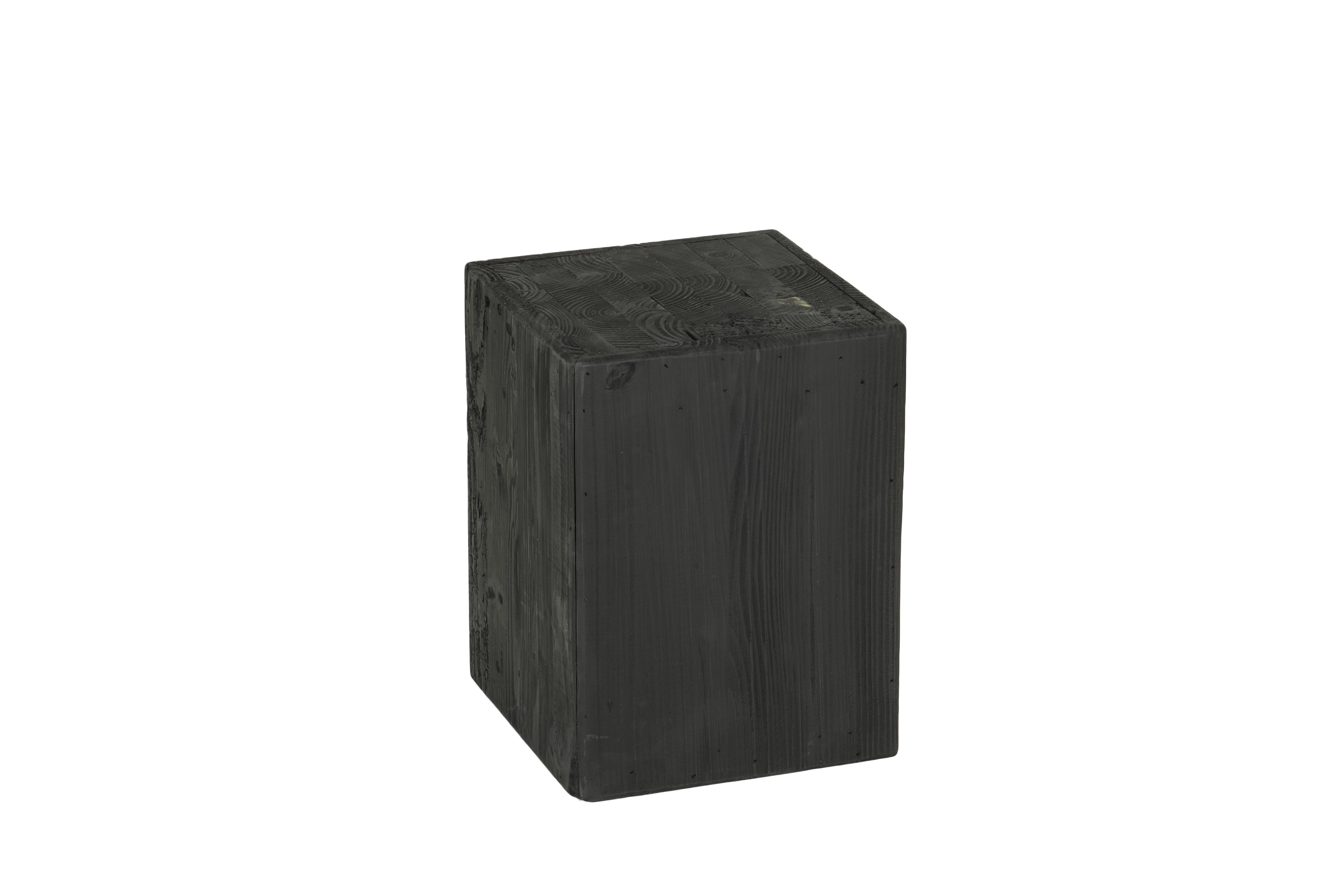 Zuil Qubit 30x30x40cm - gerecycleerd den massief - zwart