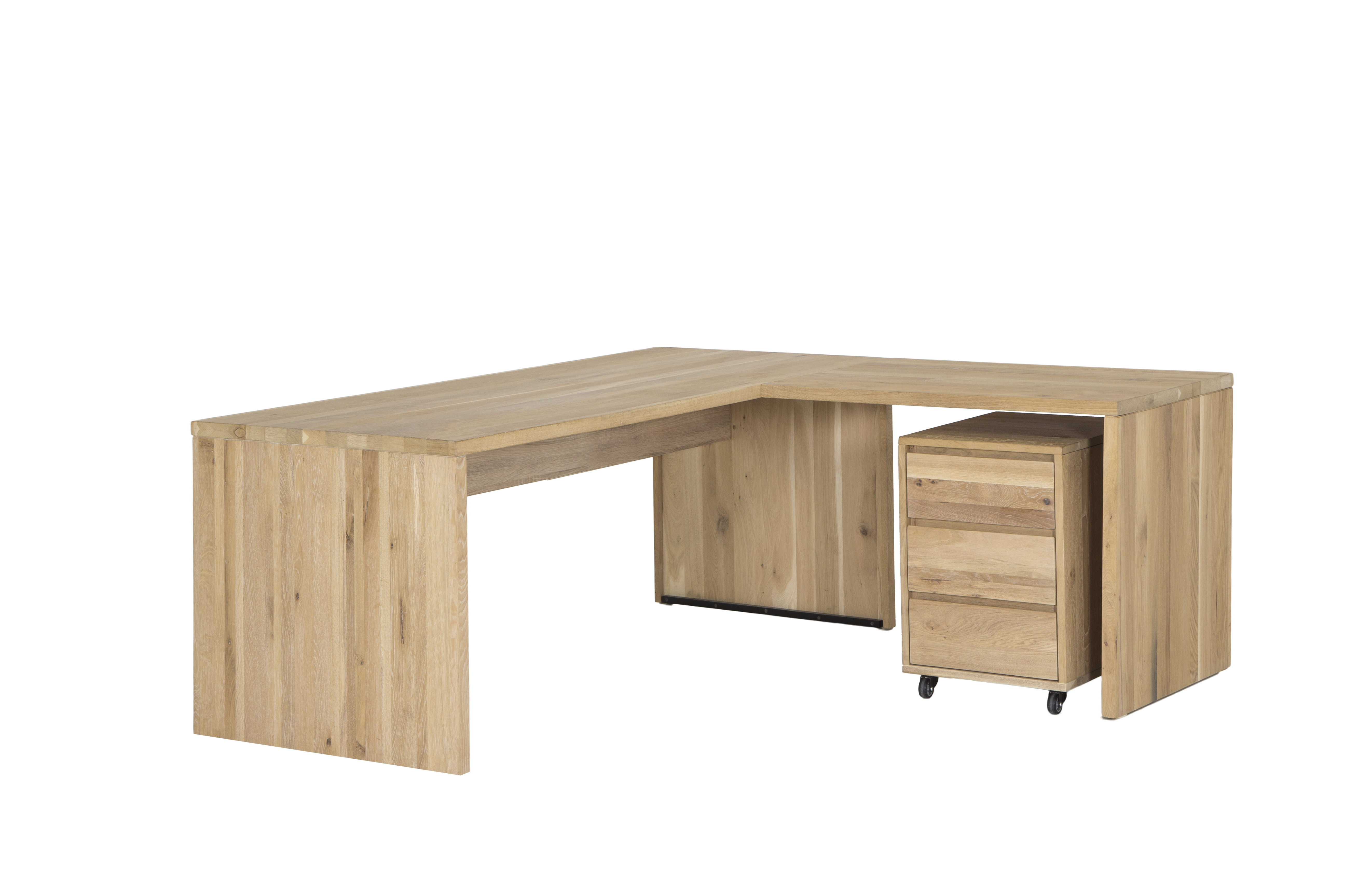 Bureau d'angle Yoda 160x180x76cm - chêne massif - naturel
