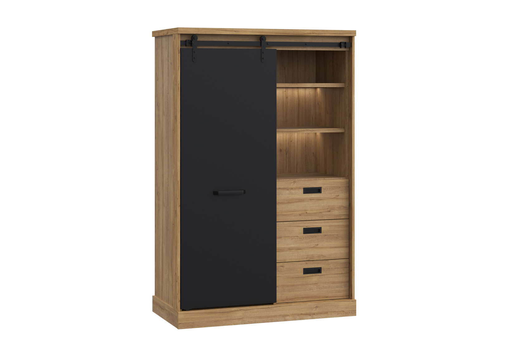 Vaisselier Kaszimiro 103cm - décor - chêne waterford & noir