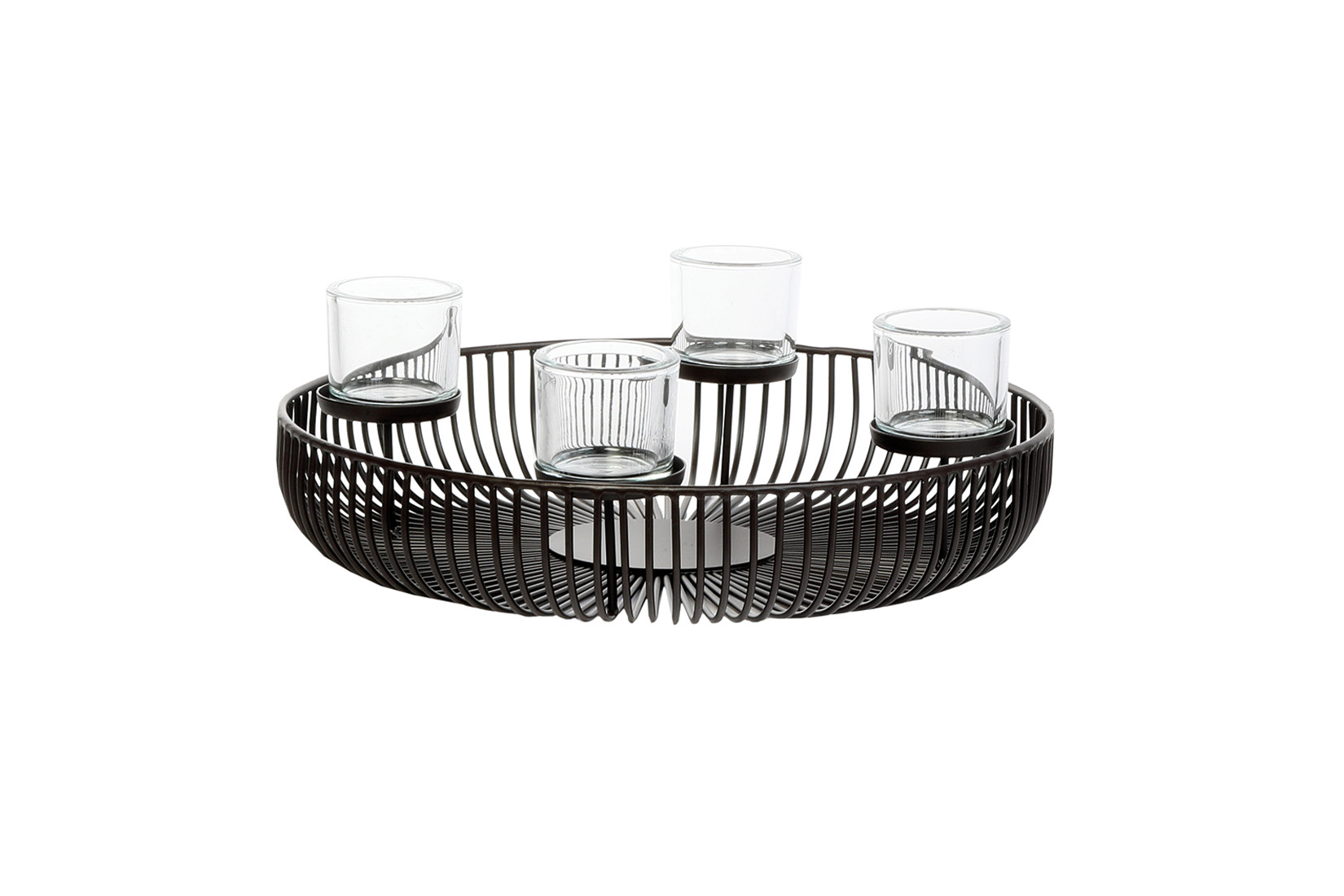 Kaarsenhouder Pino Ø50cm - metaal & glas - zwart