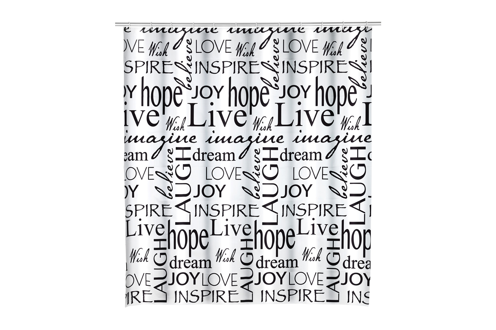 Rideau de douche Live 180x200cm blanc noir