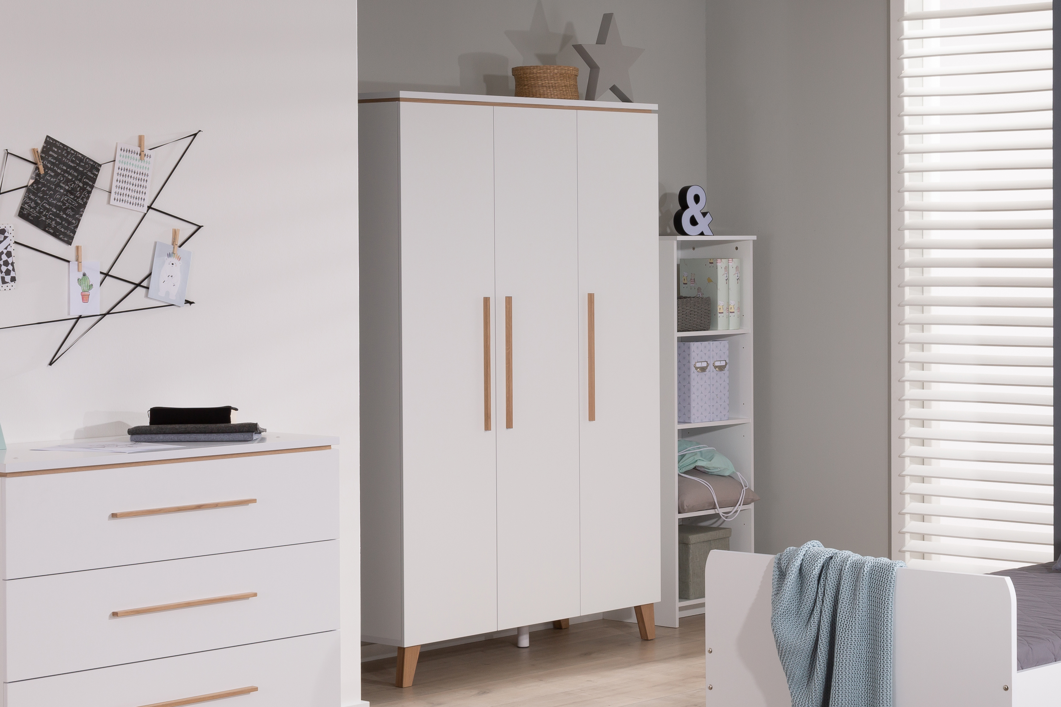 Garde-robe Vito Mira 131cm - mélamine - blanc/chêne