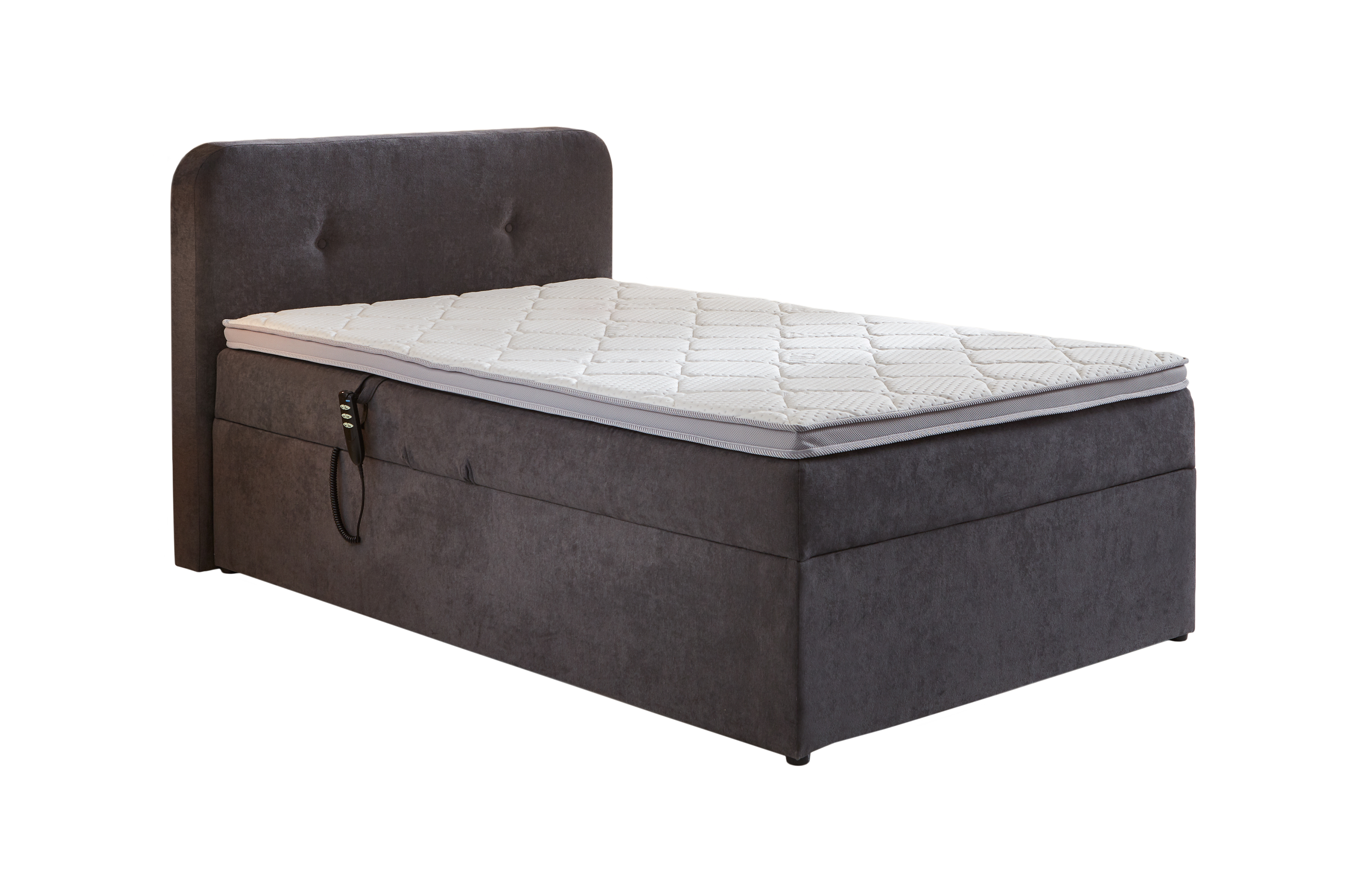 Boxspring BX1880 100x200cm - stof - grijs met opbergruimte