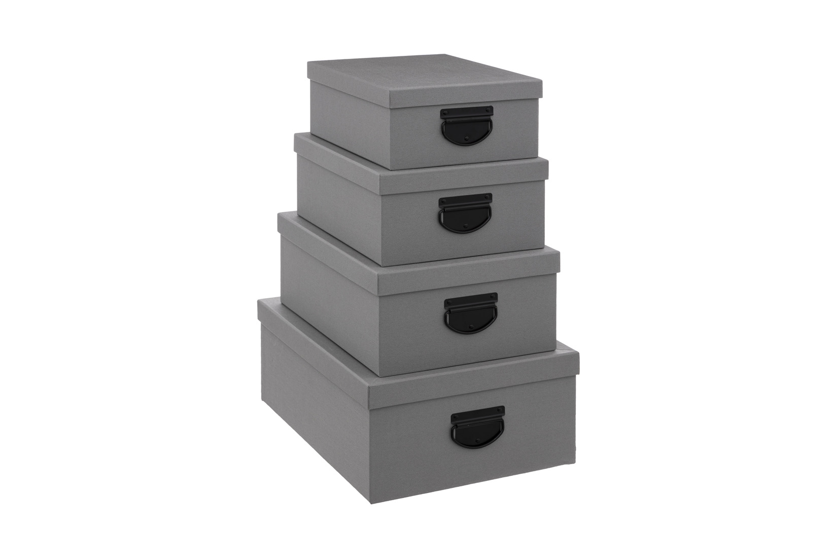 Opbergbox met jute effect - karton - grijs set van 4