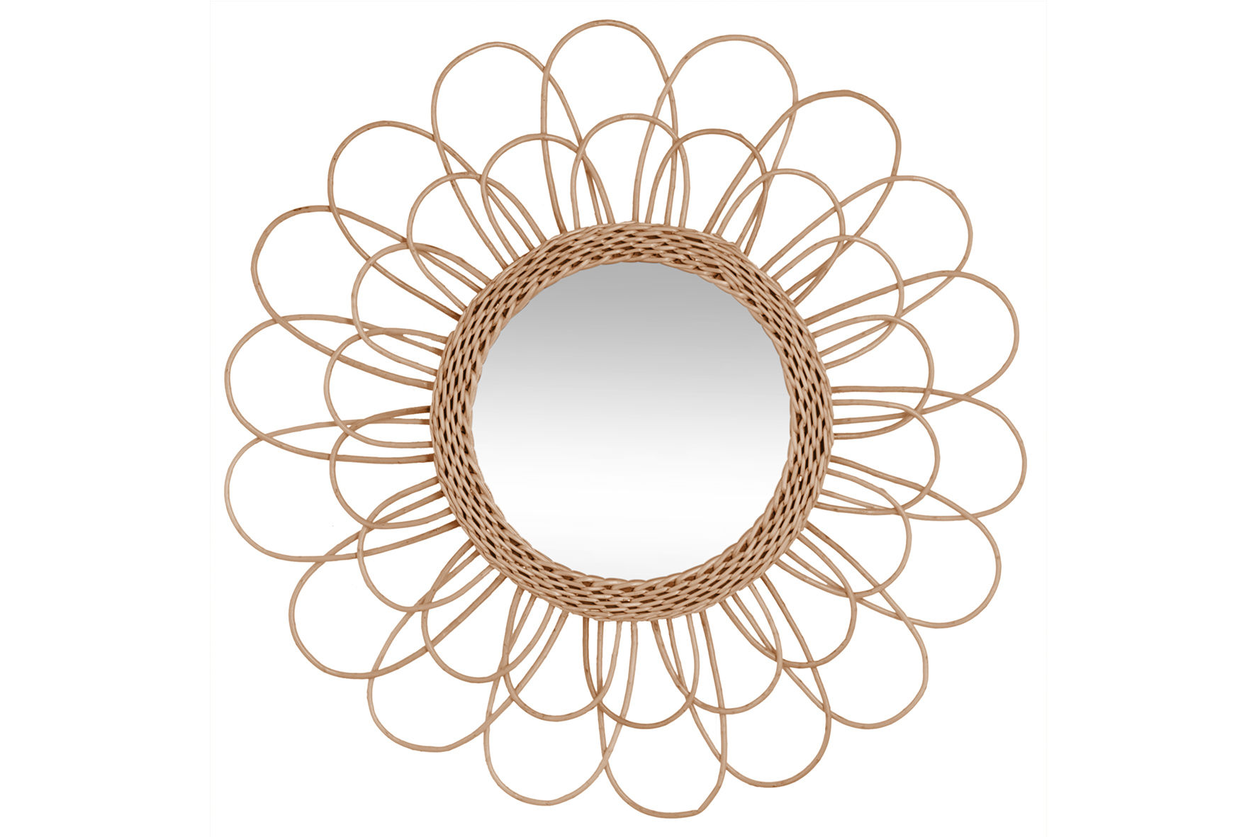 Miroir Fleur Rotin Ø56cm