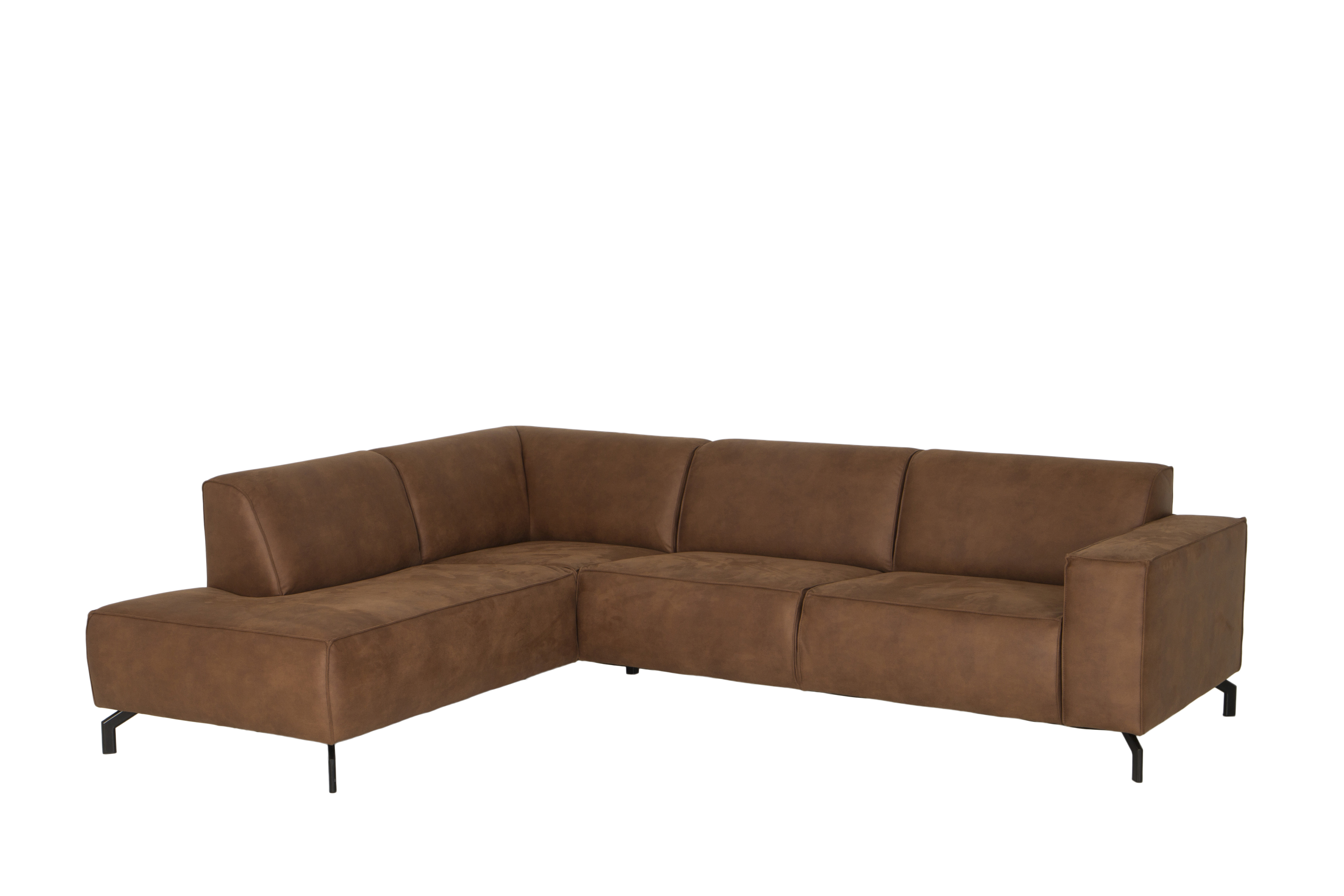 Canapé d'angle Brenda 275x210cm - tissu - cognac