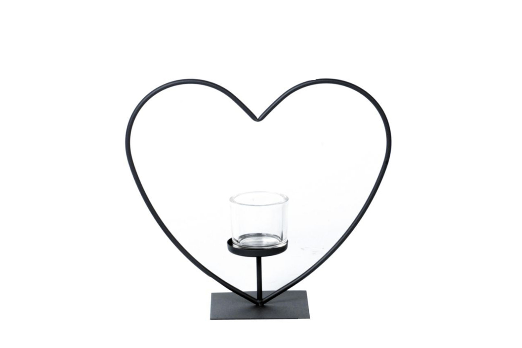 Porte-bougie Elisa H17cm - métal & verre - noir