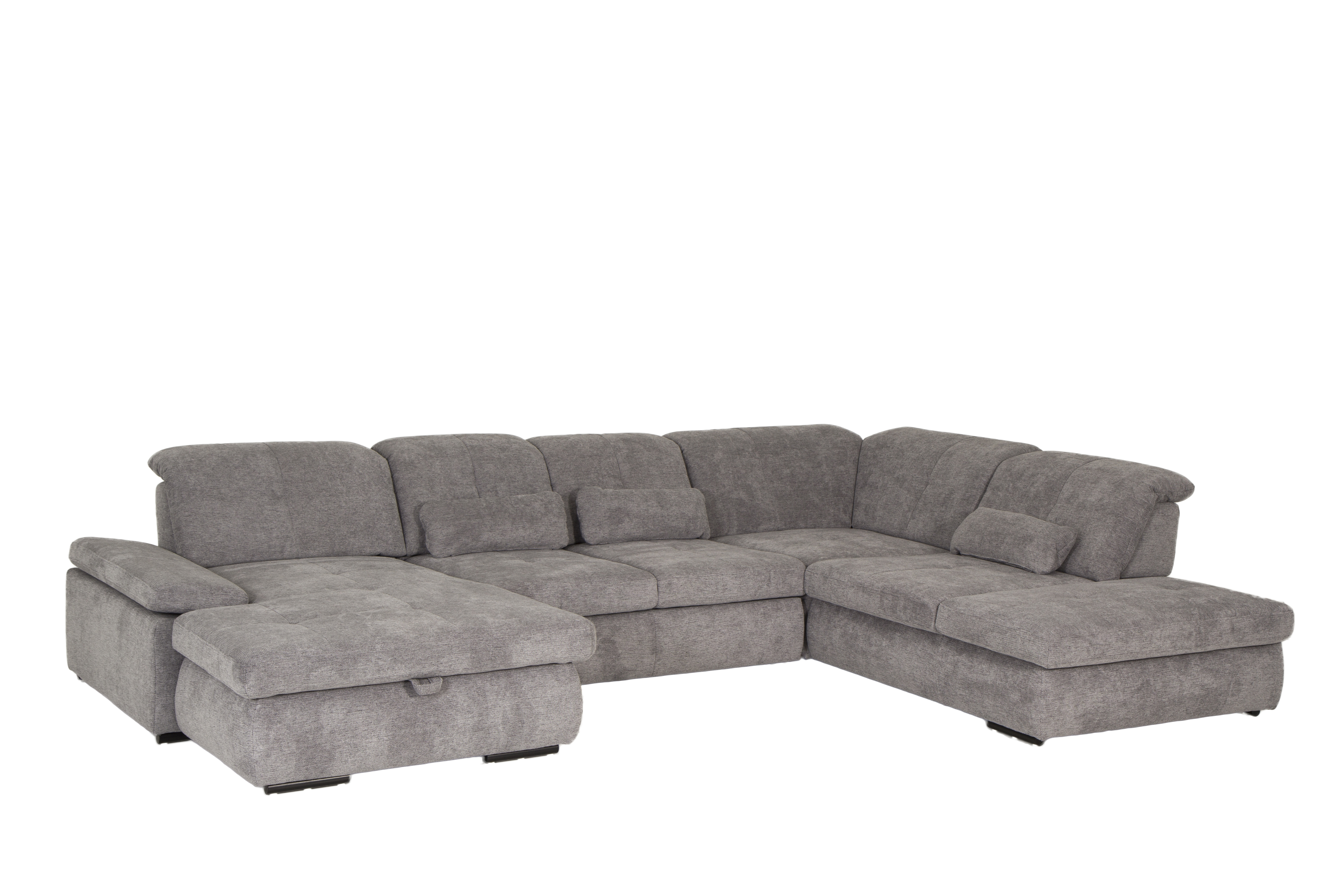 Canapé d'angle Artus 371x260m - tissu - gris