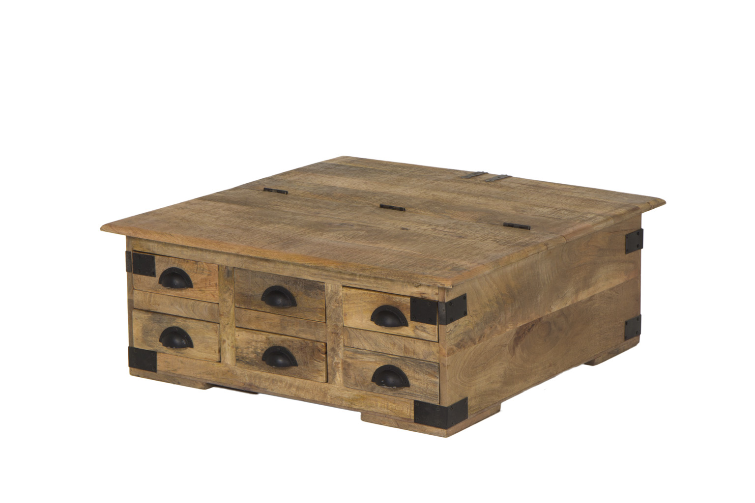 Table de Salon Nueva bois massif carré avec rangement Meubles WEBA