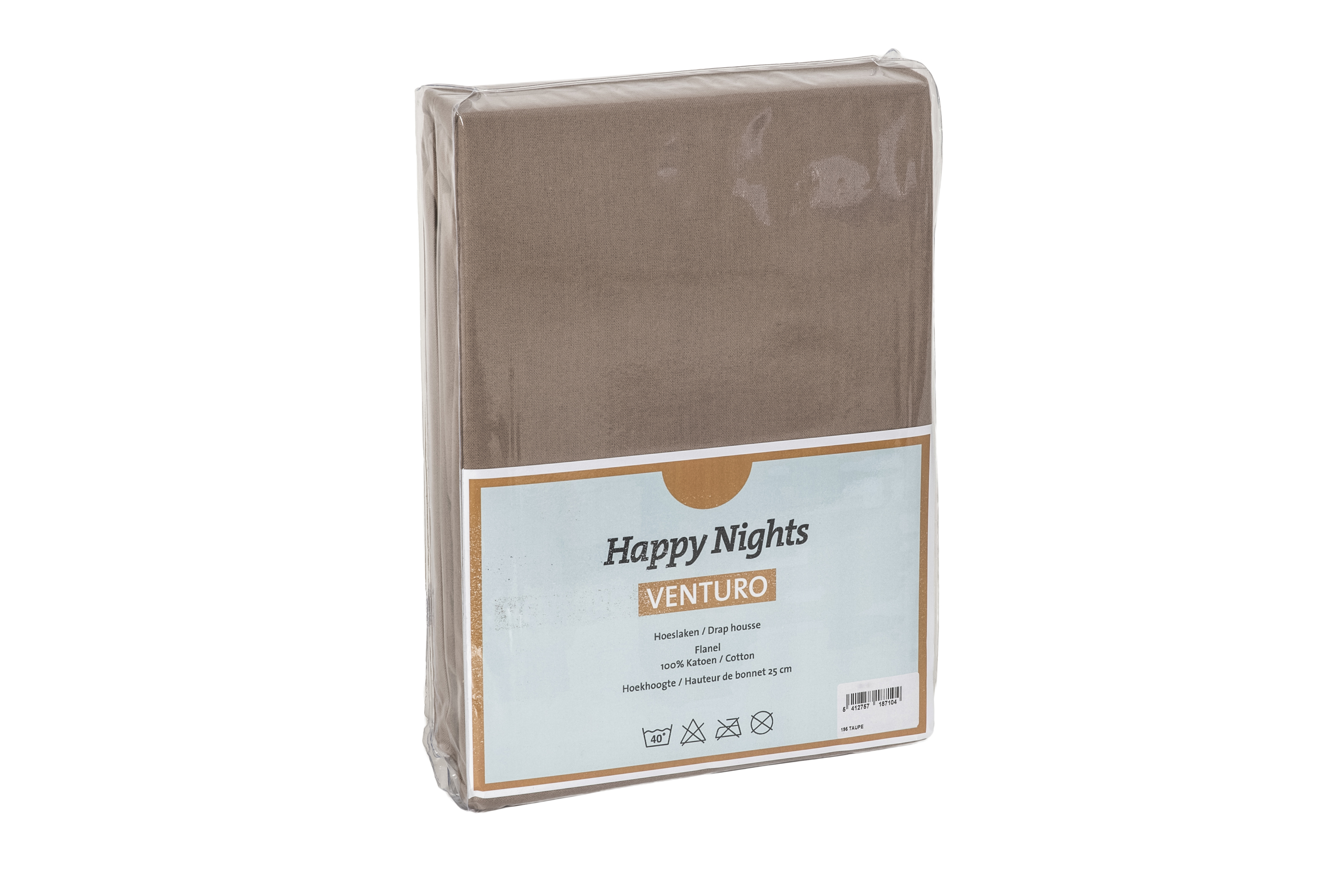 Hoeslaken Venturo 160x200cm - flanel - taupe