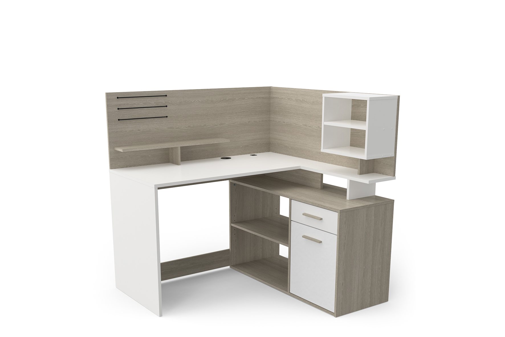 Hoekbureau Malicia 122x116x120cm - decor - wit & eik