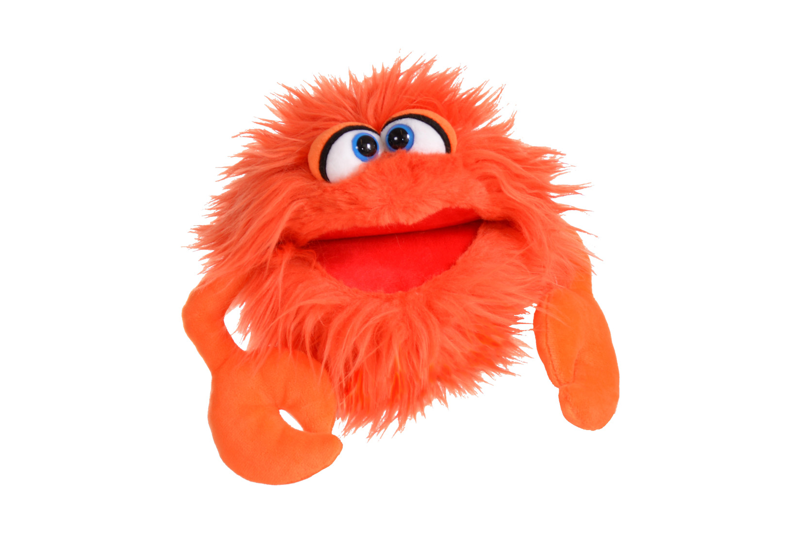 Handpop Knipser Krab H16cm - polyester - oranje