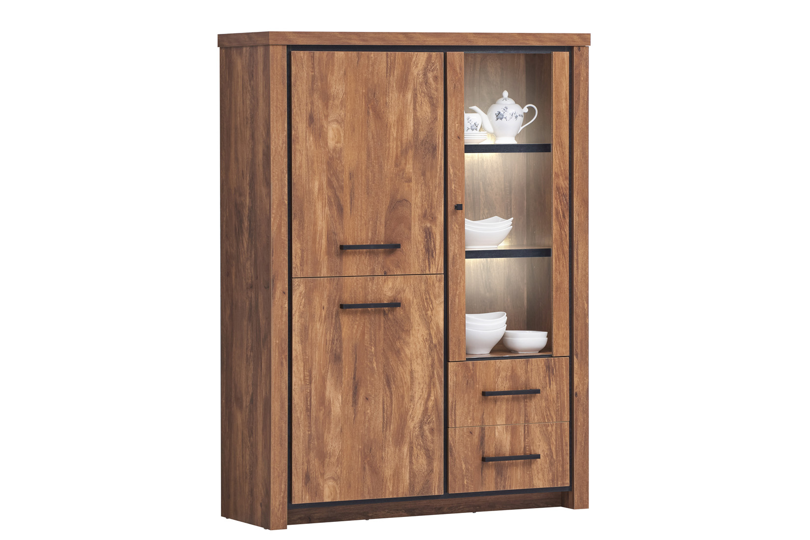 Vitrine Ensor 125cm - décor - acacia & black concrete
