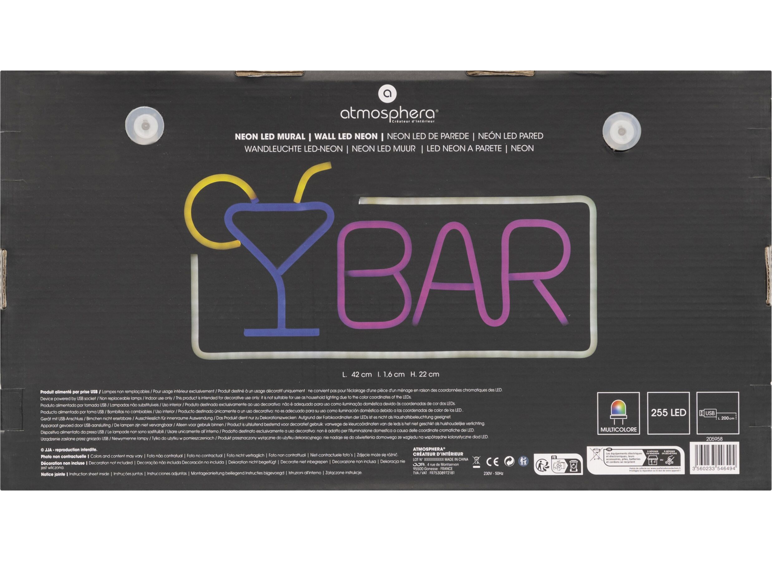 Indeling - Ledlamp Neon Bar 42x22cm - kunststof - multicolor