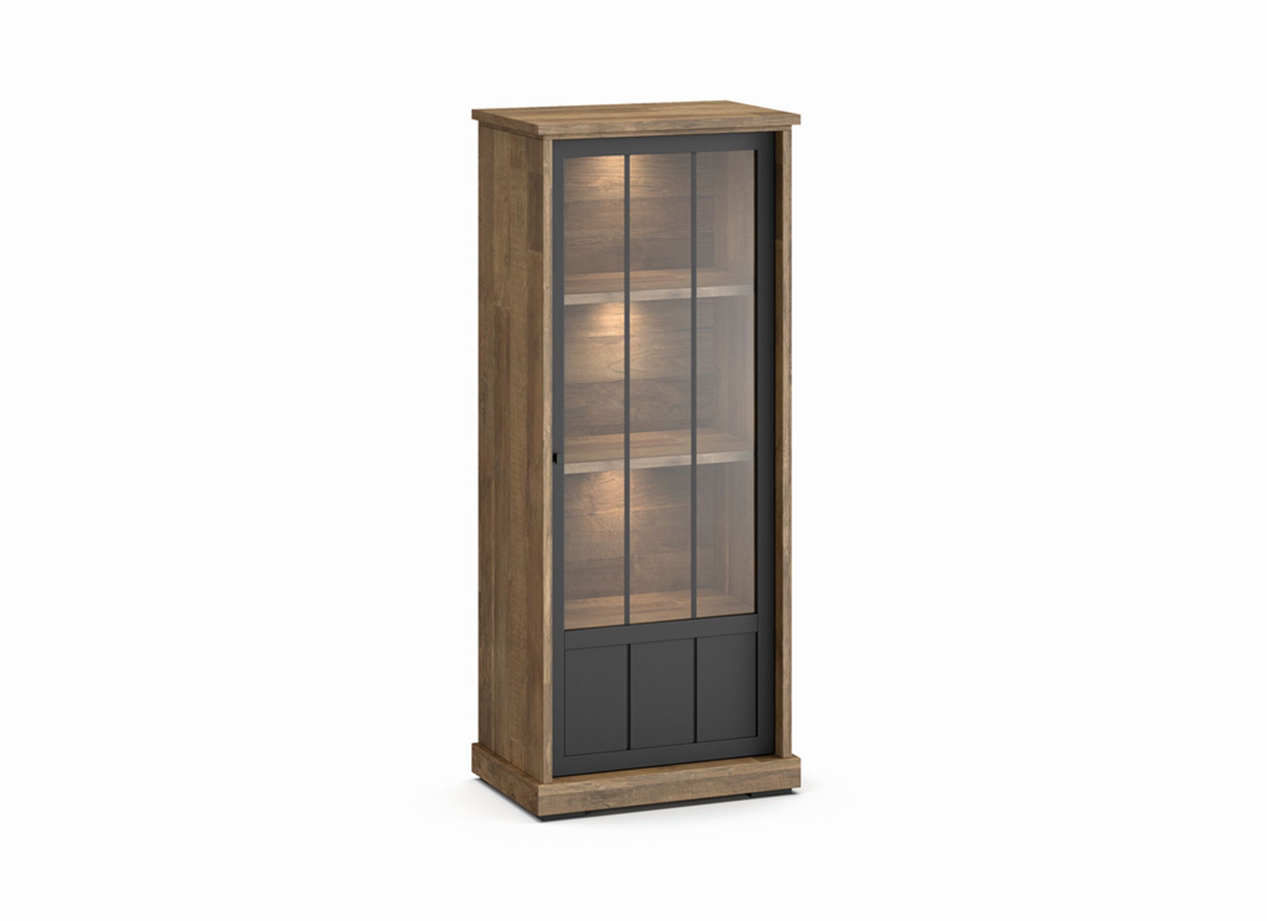 Vitrinekast Patio 77cm - decor - old teak & zwart - Vitrinekast Patio 77cm - decor - old teak & zwart