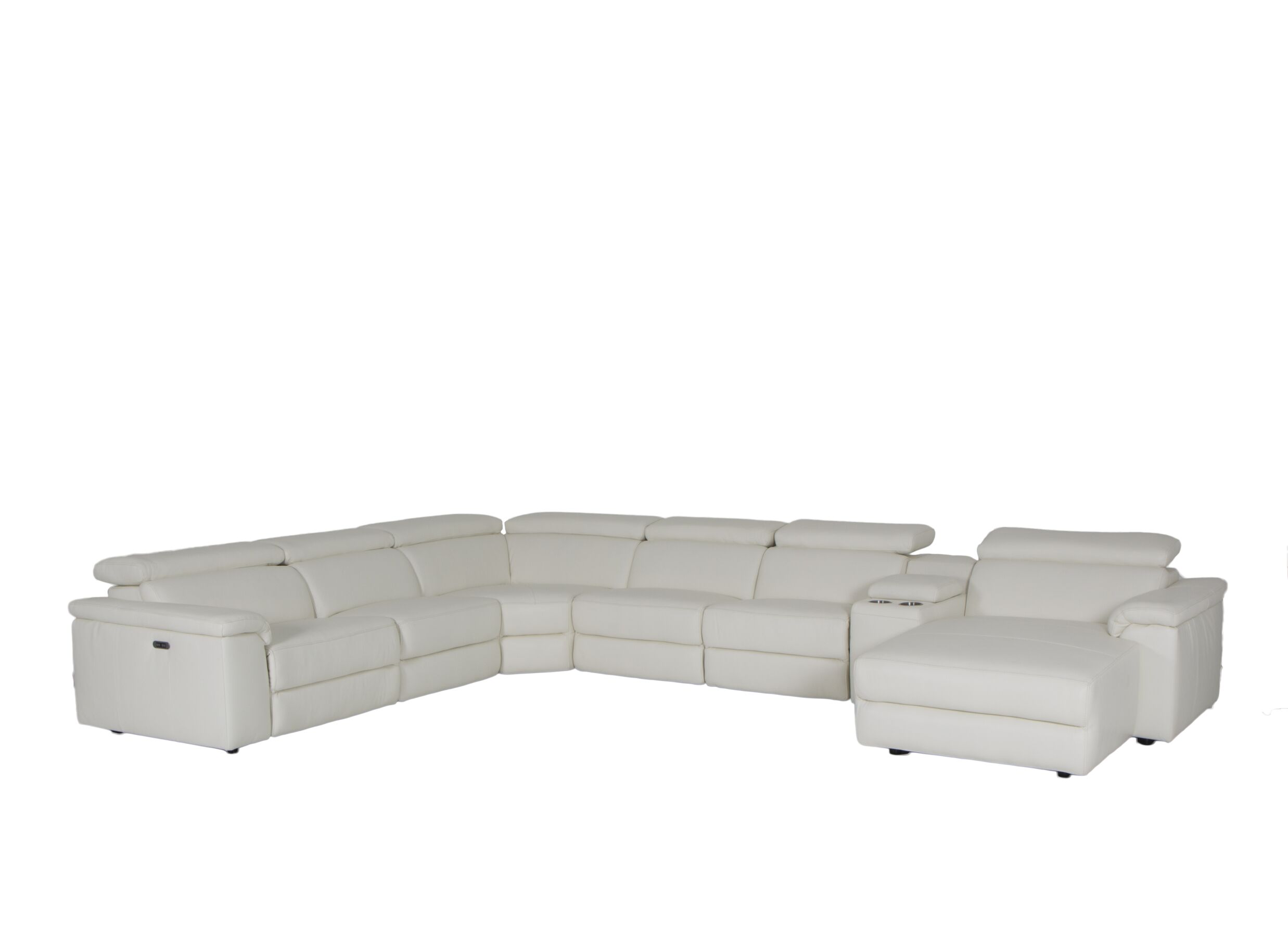Hoeksalon Play 430x315cm - wit - leder met relax