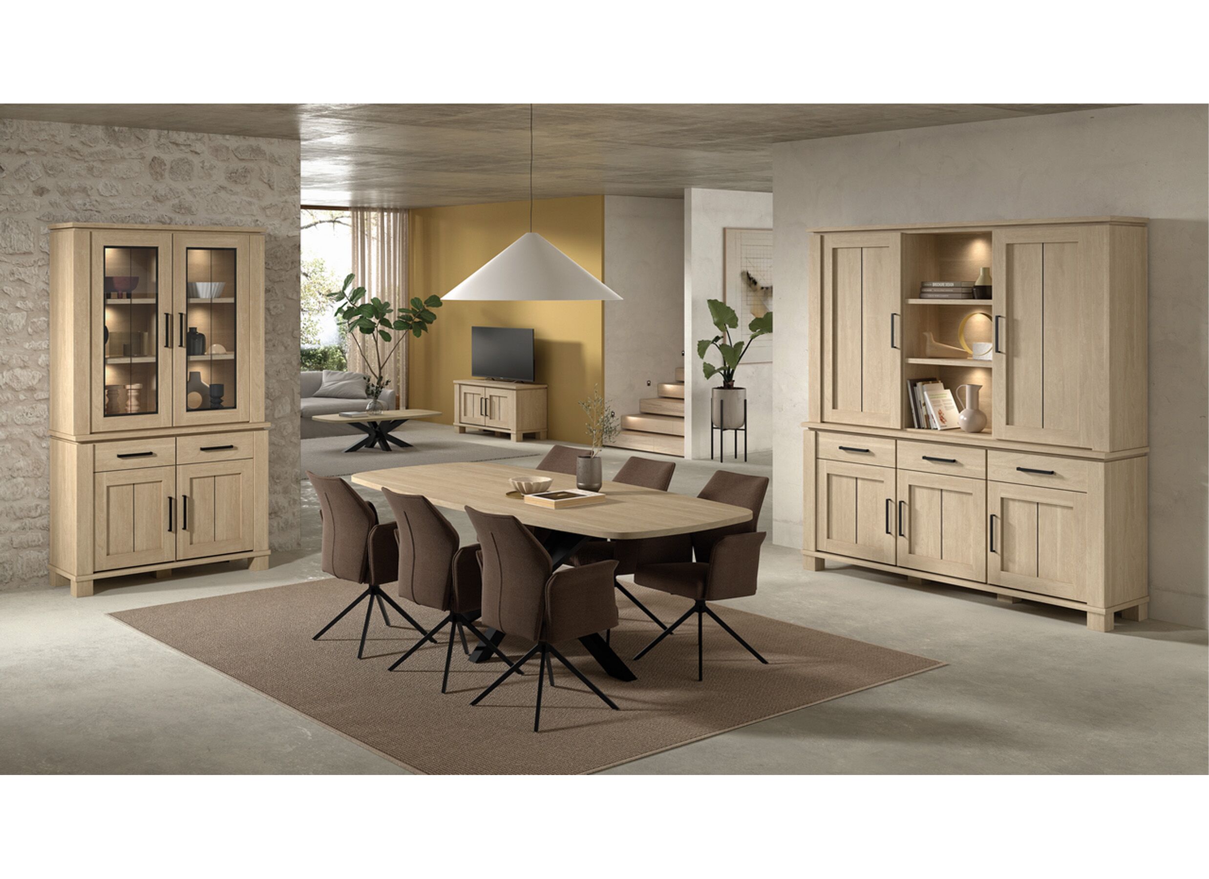 Photo ensemble - Surmeuble Alba 162cm - décor - sand oak nature