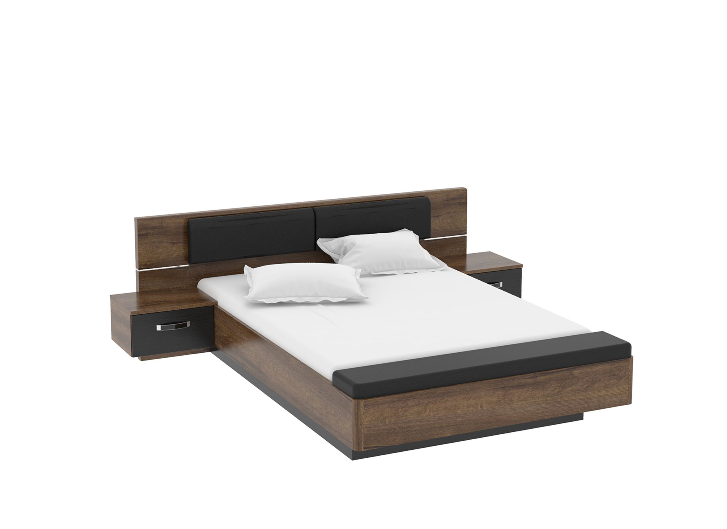 Lit Dolce 180x200cm - panneau décor - mud oak/black oak