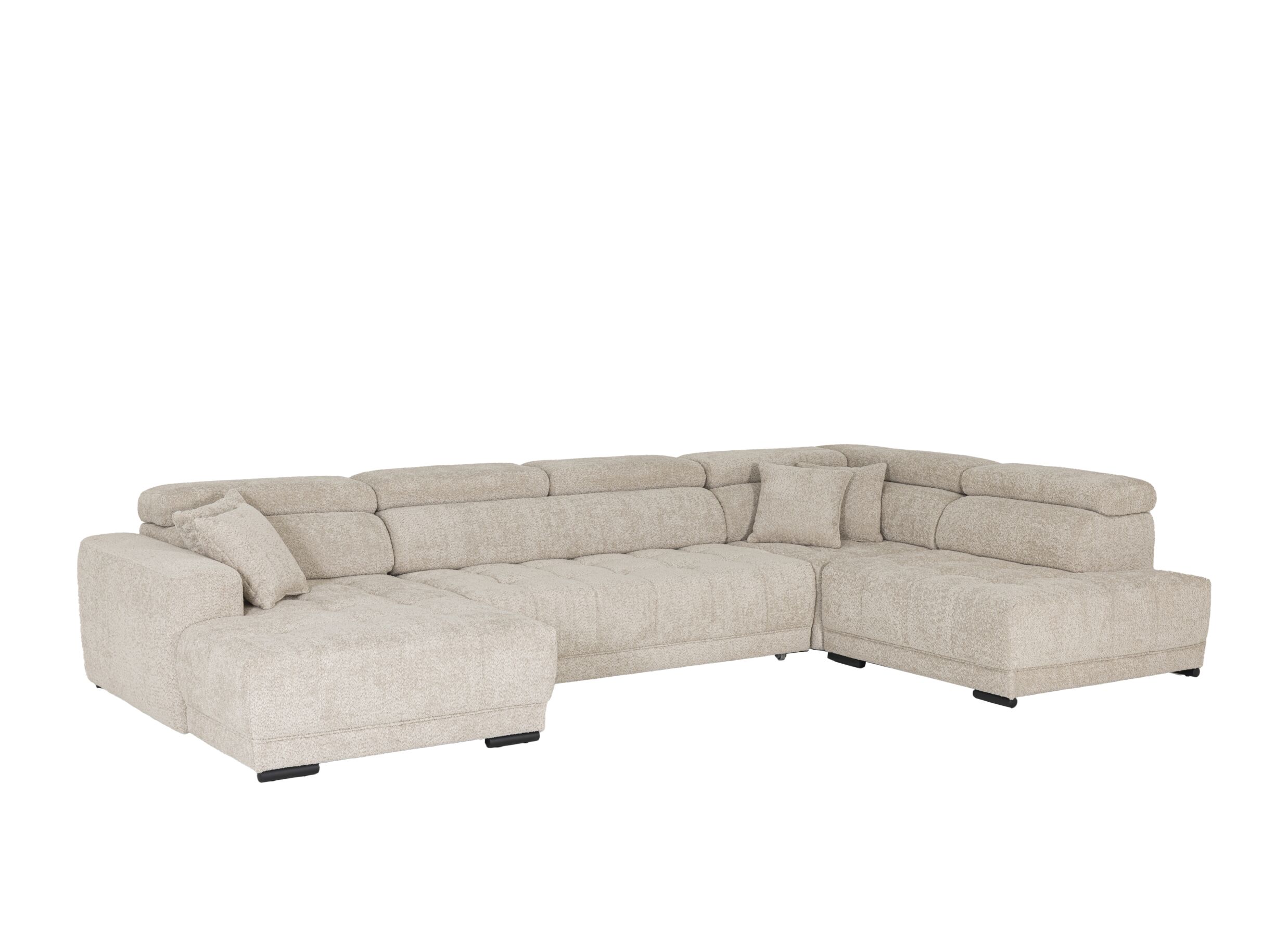 Hoeksalon Rimini 388x224cm - stof - greige met bedfunctie - Canapé d'angle Rimini 388x224cm - tissu - greige avec fonction lit