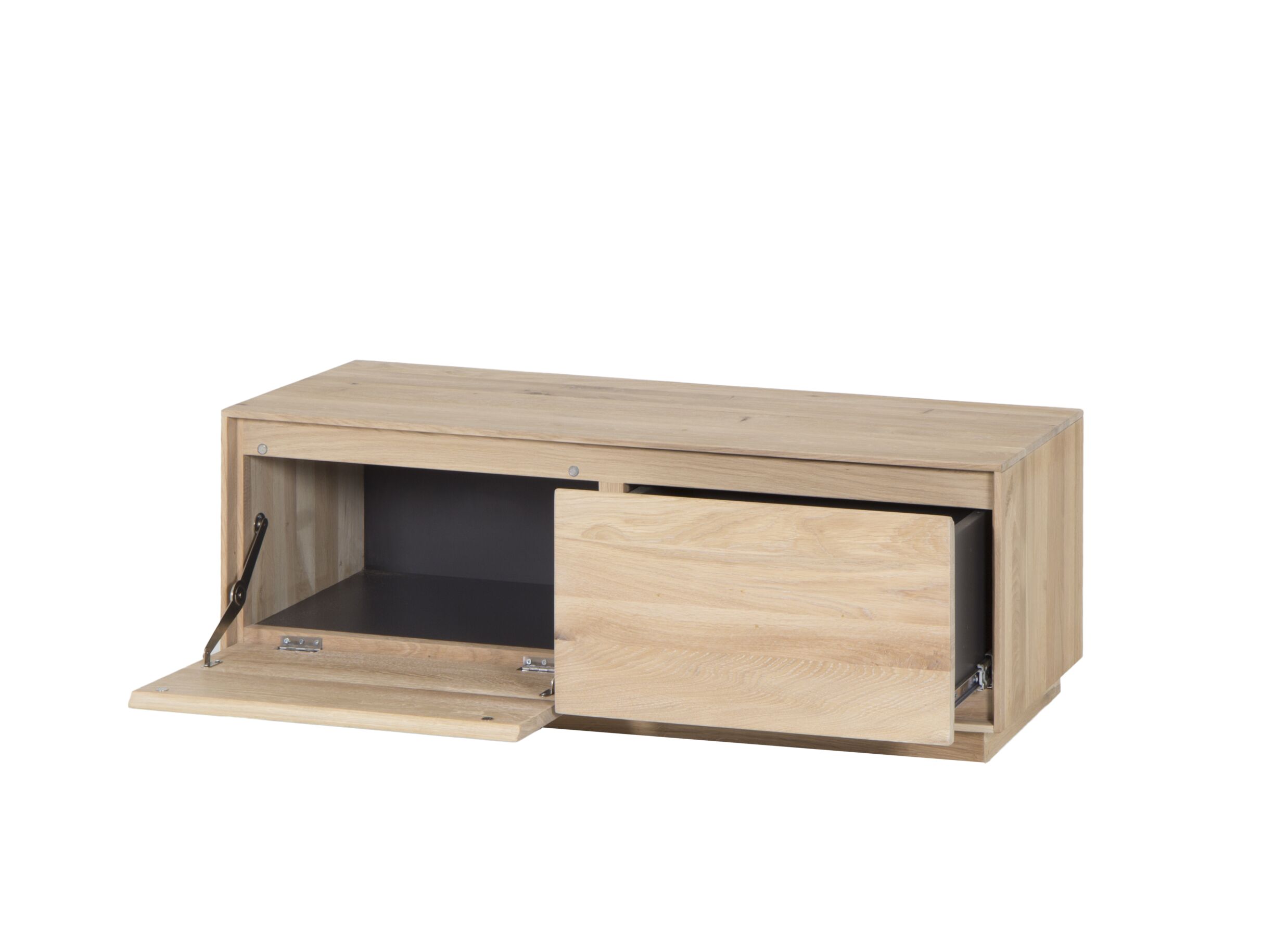 Meuble TV Caviar 111cm - chêne massif & décor - naturel
