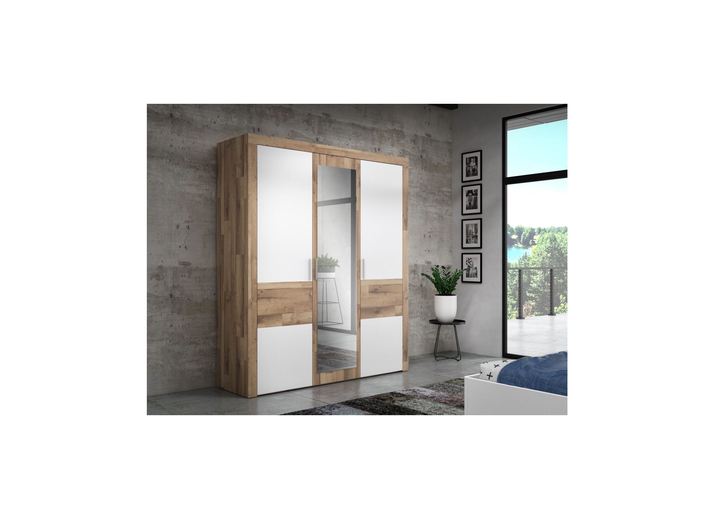 Foto ambiance - Garde-robe Ricciano-II 181cm - décor - chêne/blanc