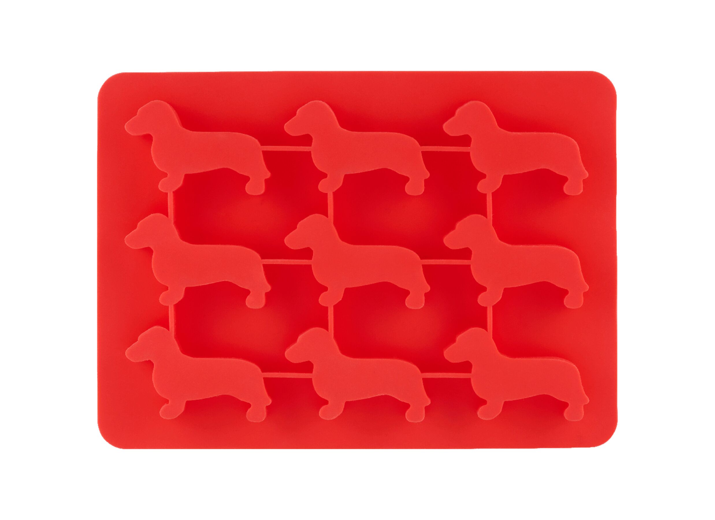 Aperçu - Bac à glaçons Teckel silicone - rouge