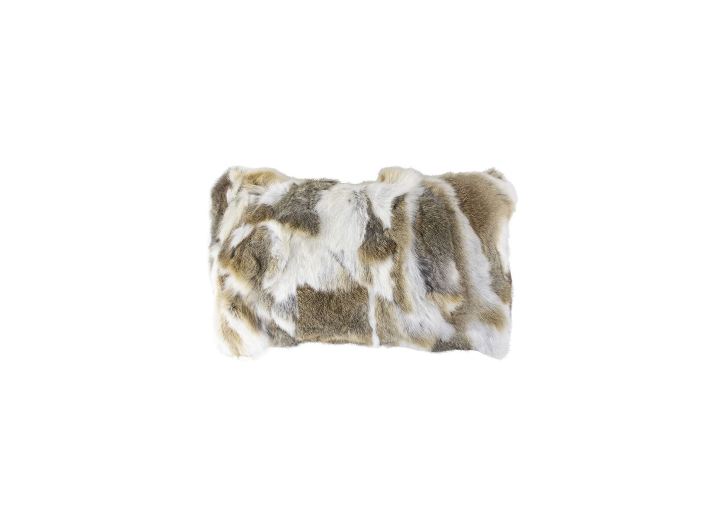 Coussin Lapin 50x30cm brun blanc - Coussin Lapin 50x30cm - manteau de lapin - brun/blanc