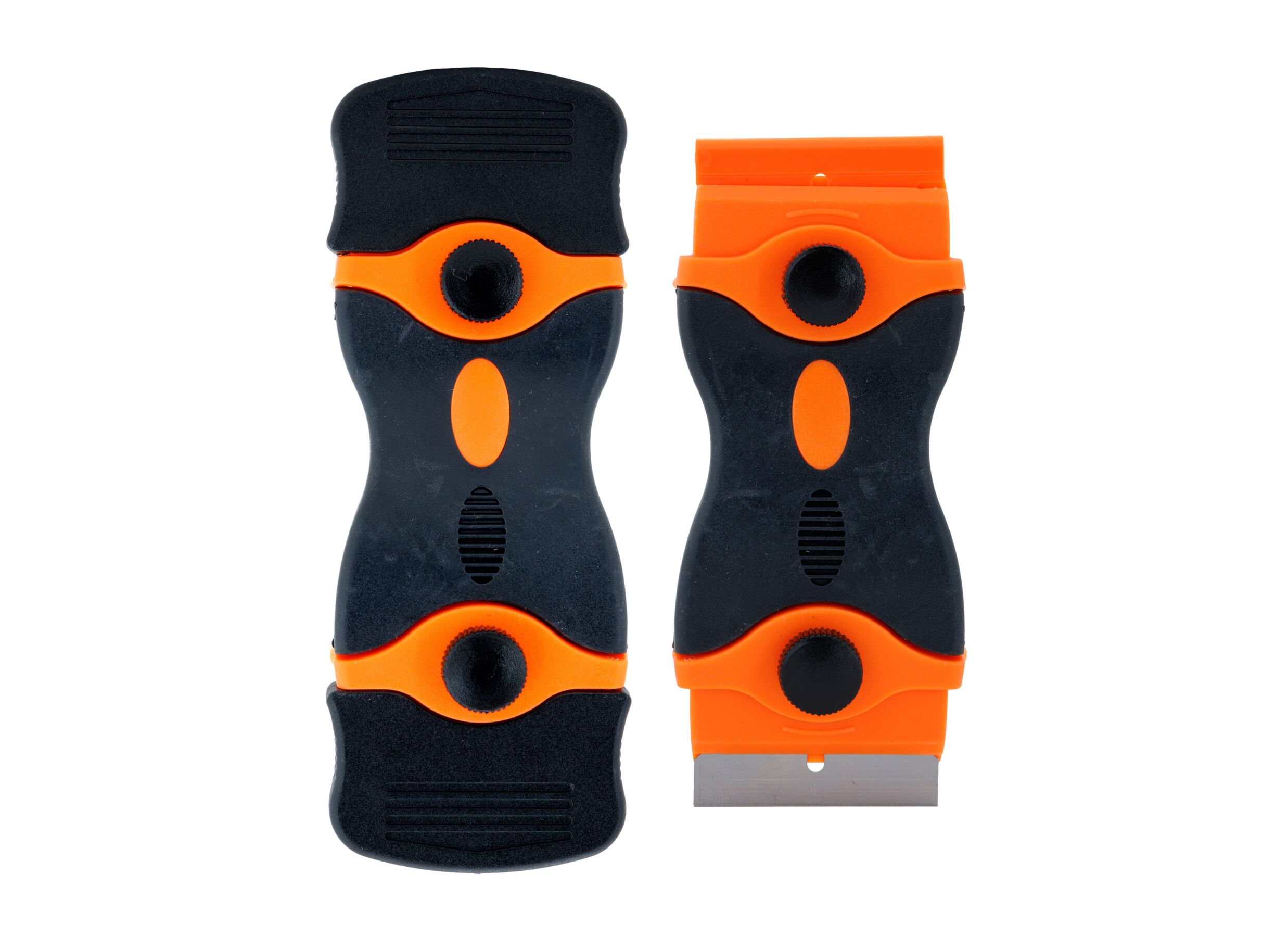 Overzichtsfoto - Fornuisschraper dubbelzijdig 19x8,3cm - kunststof & roestvrij staal - zwart & oranje