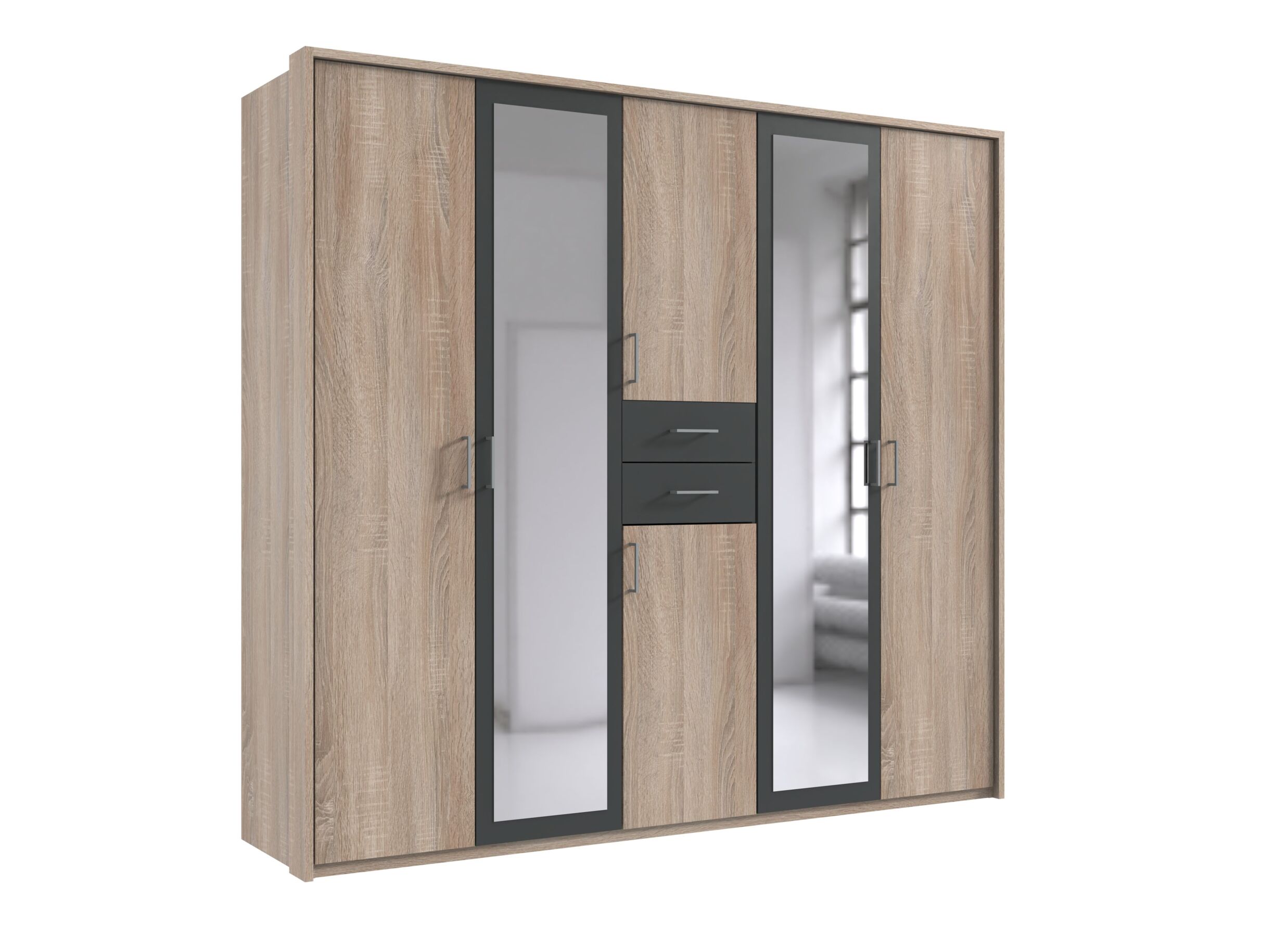 Photo ensemble - Garde-robe Diver 225cm - décor - chêne sonoma & graphite