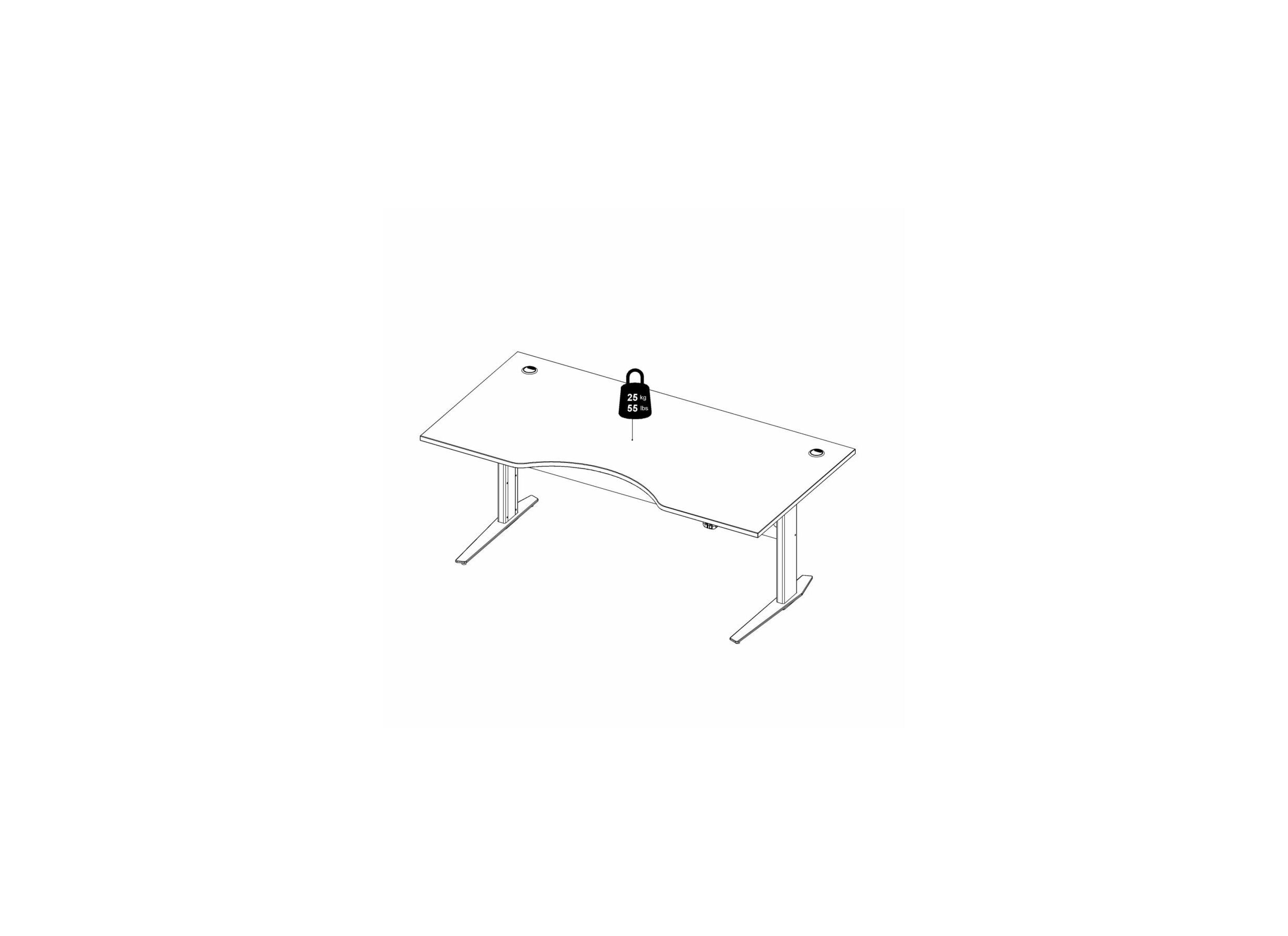 Bureau Prima 180x90x66cm - melamine & metaal - wit in hoogte verstelbaar