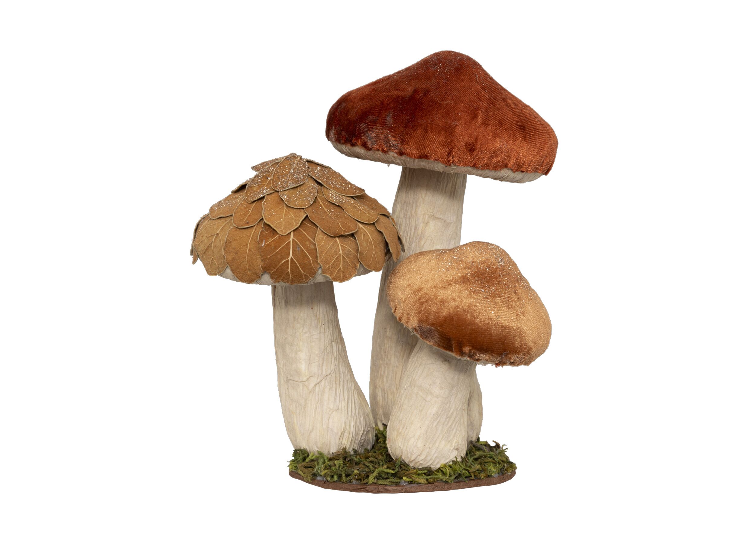 Herfstdecoratie Velours Paddenstoelen H21cm - Décoration automne Champignons Velours H21cm