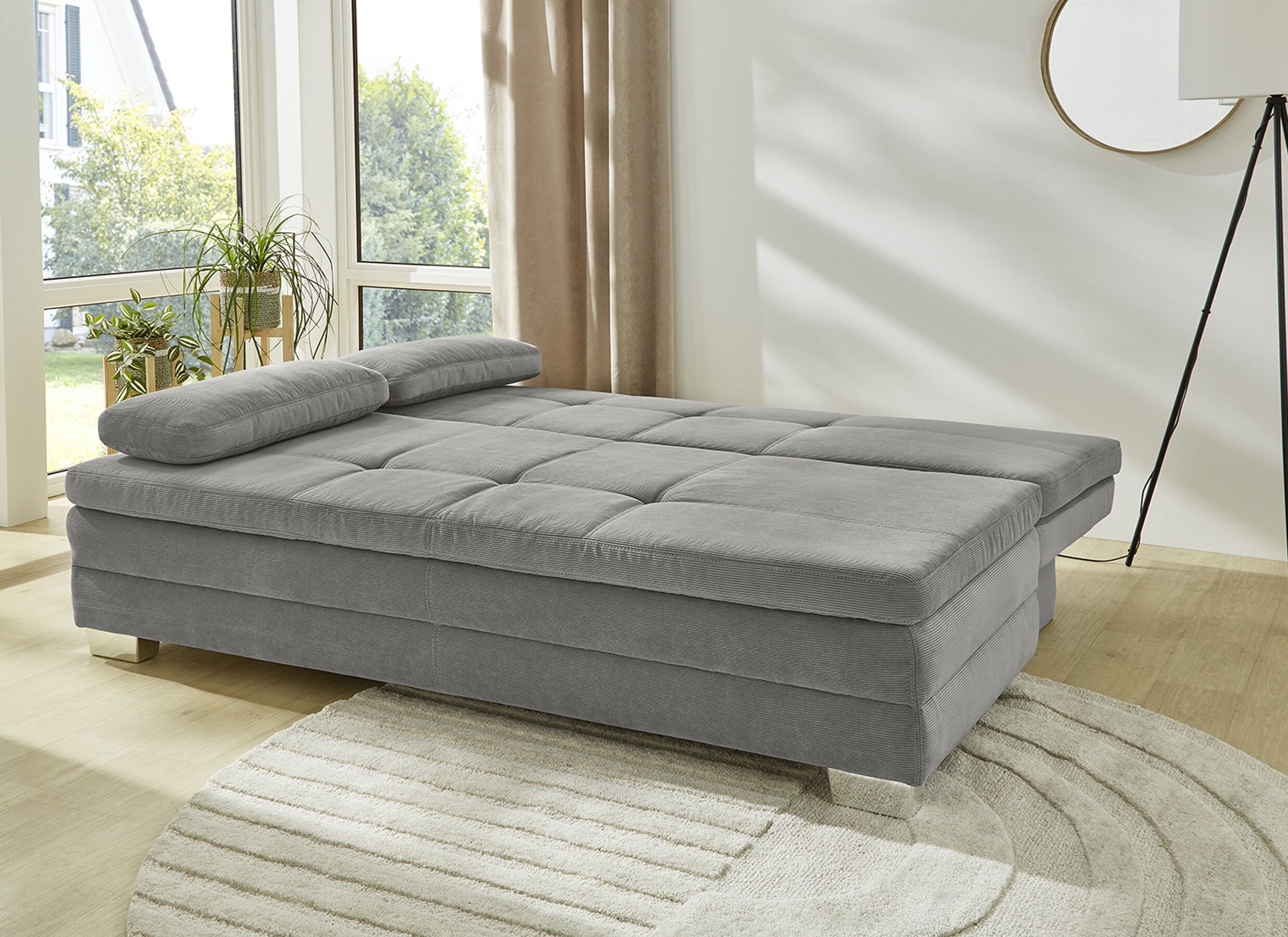 Overzichtsfoto - Zetelbed Lindau 2 persoons 203x106cm - stof - grijs