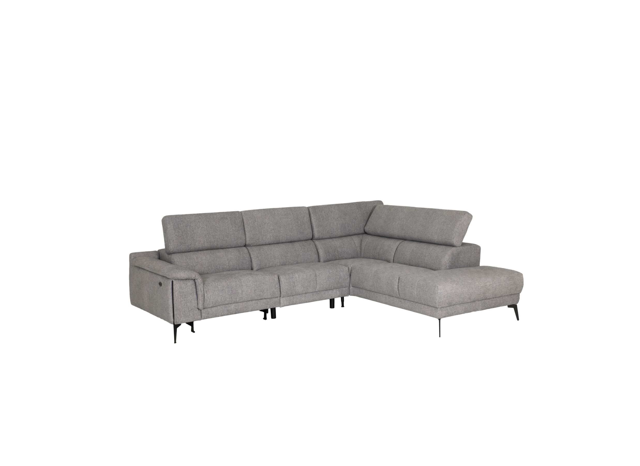 Aperçu - Canapé d'angle Amira 290x228cm - tissu - gris avec relax