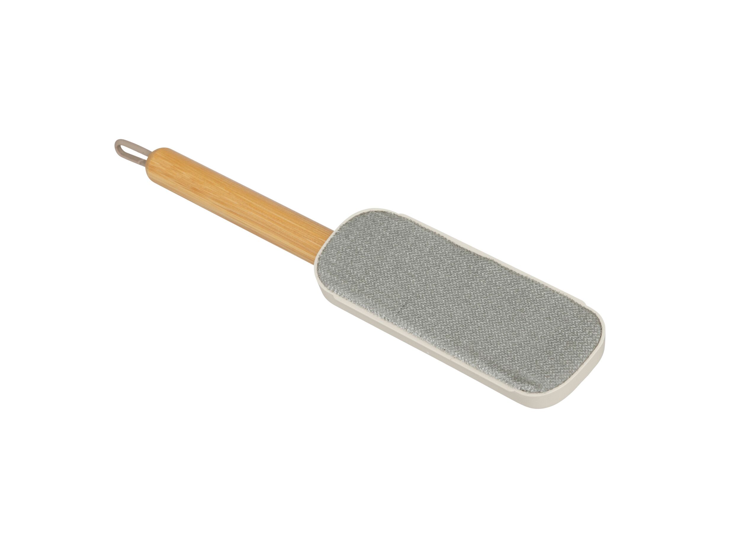 Textielborstel 7 - Brosse textile 7,3x4x34,5cm - bambou et plastique - gris